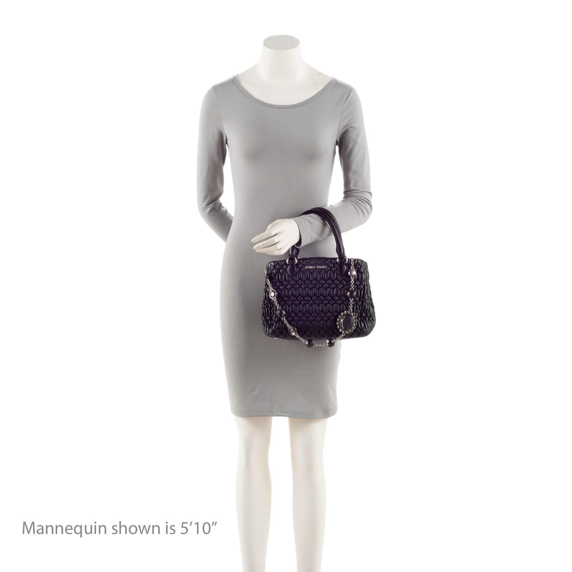 Miu Miu Matelasse Leather Crystal Medium Tote