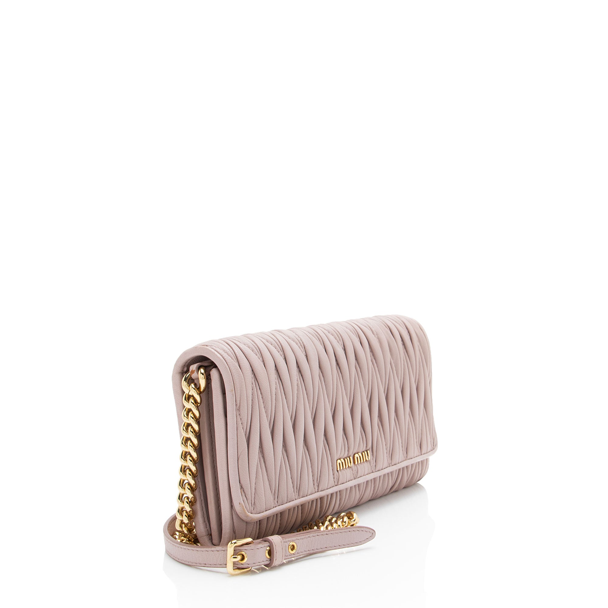 Miu Miu Matelasse Leather Chain Wallet