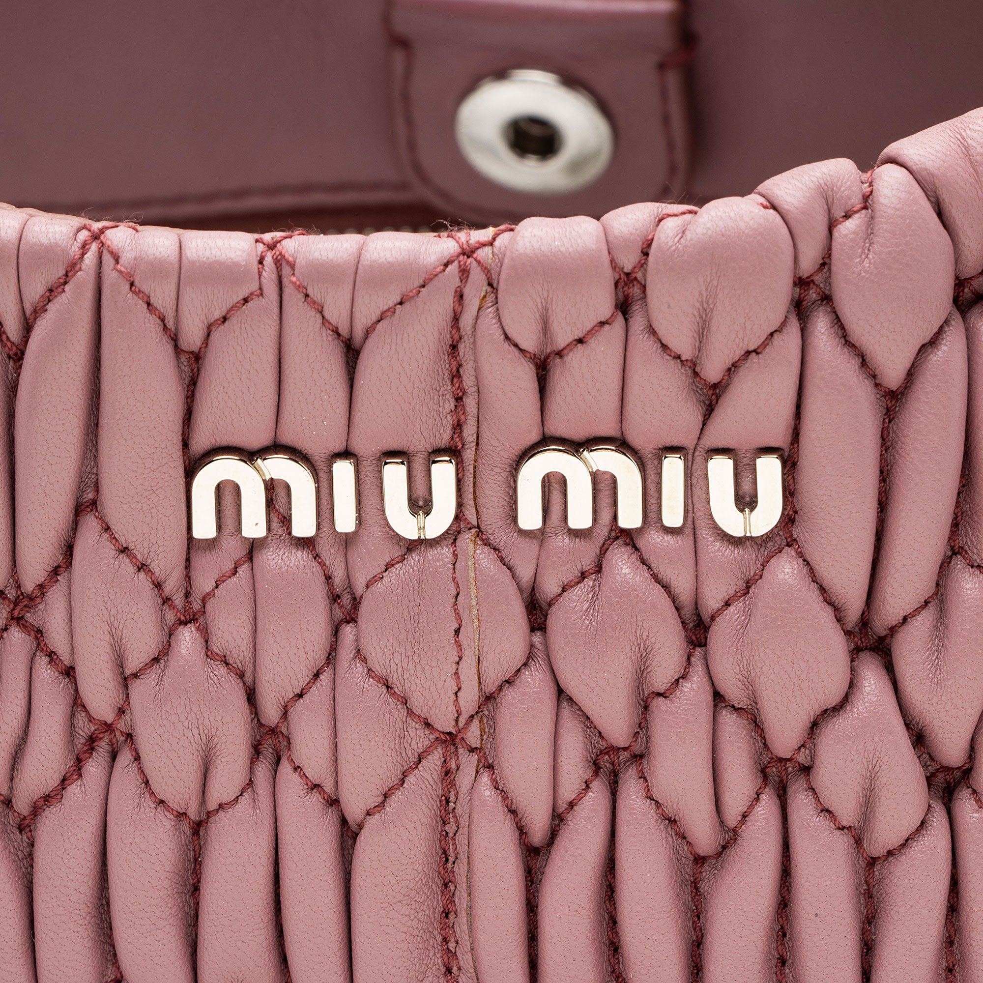 Miu Miu Matelasse Leather Crystal Chain Tote (SHF-8t8m1z)