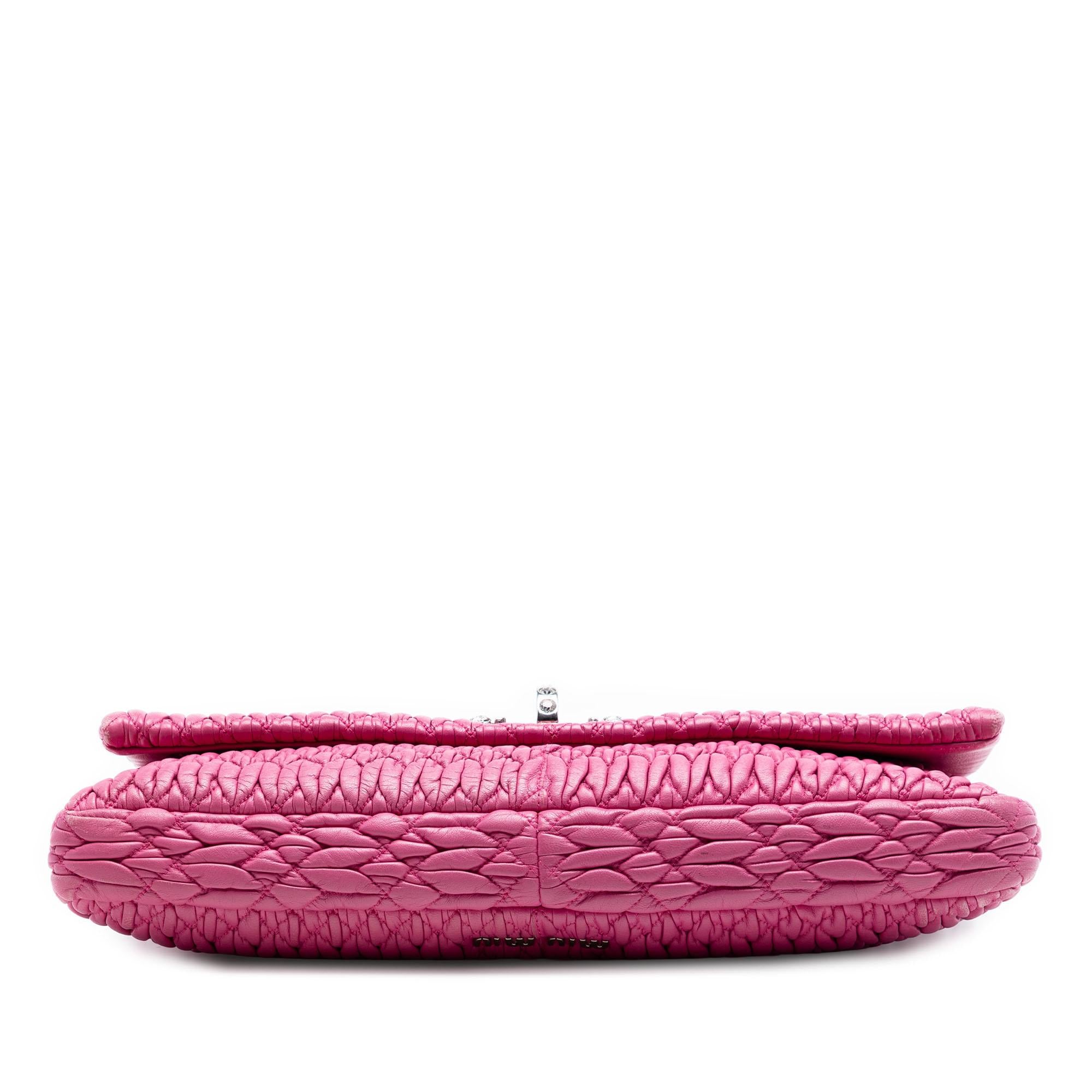 Miu Miu Matelasse Nappa Crystal Chain Satchel