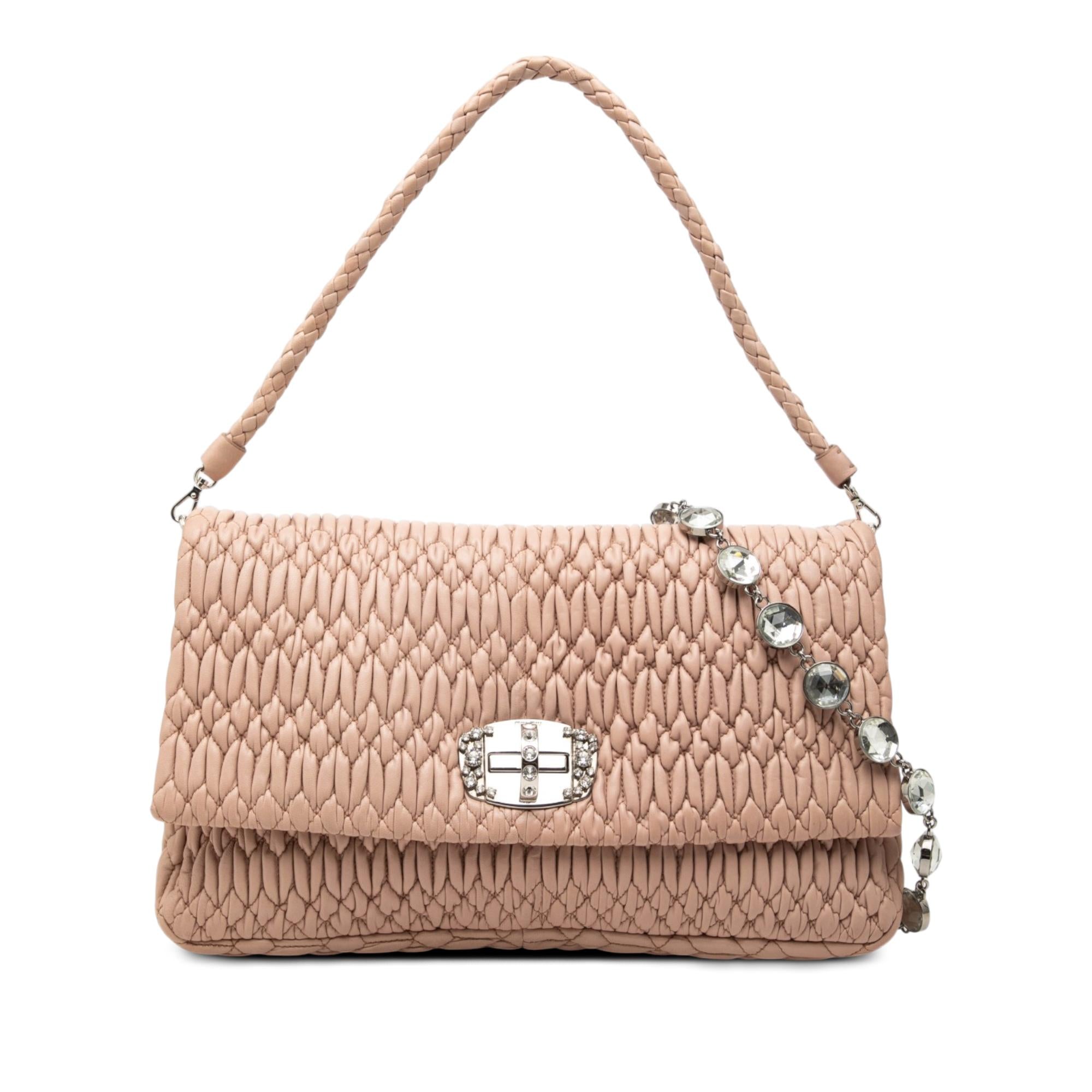 Miu Miu Matelasse Nappa Crystal Chain Satchel