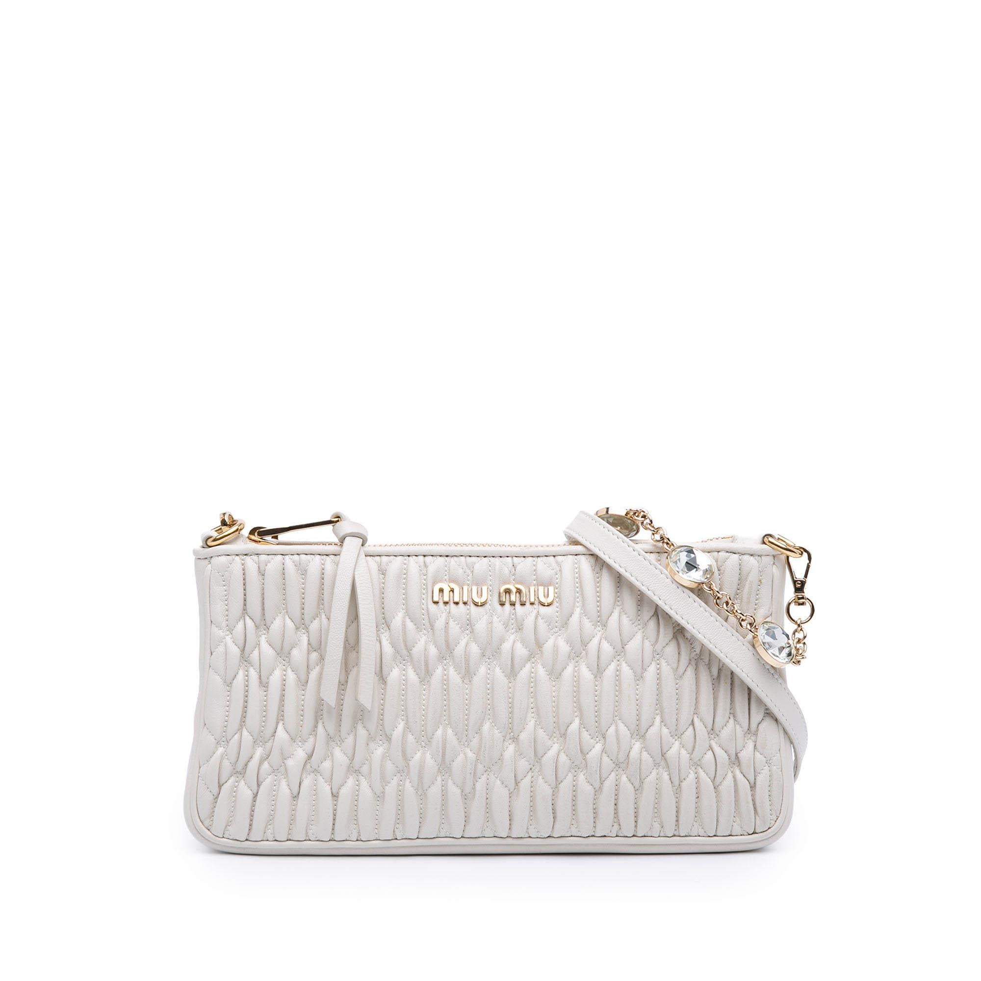 Miu Miu Matelasse Nappa Crystal Chain Satchel