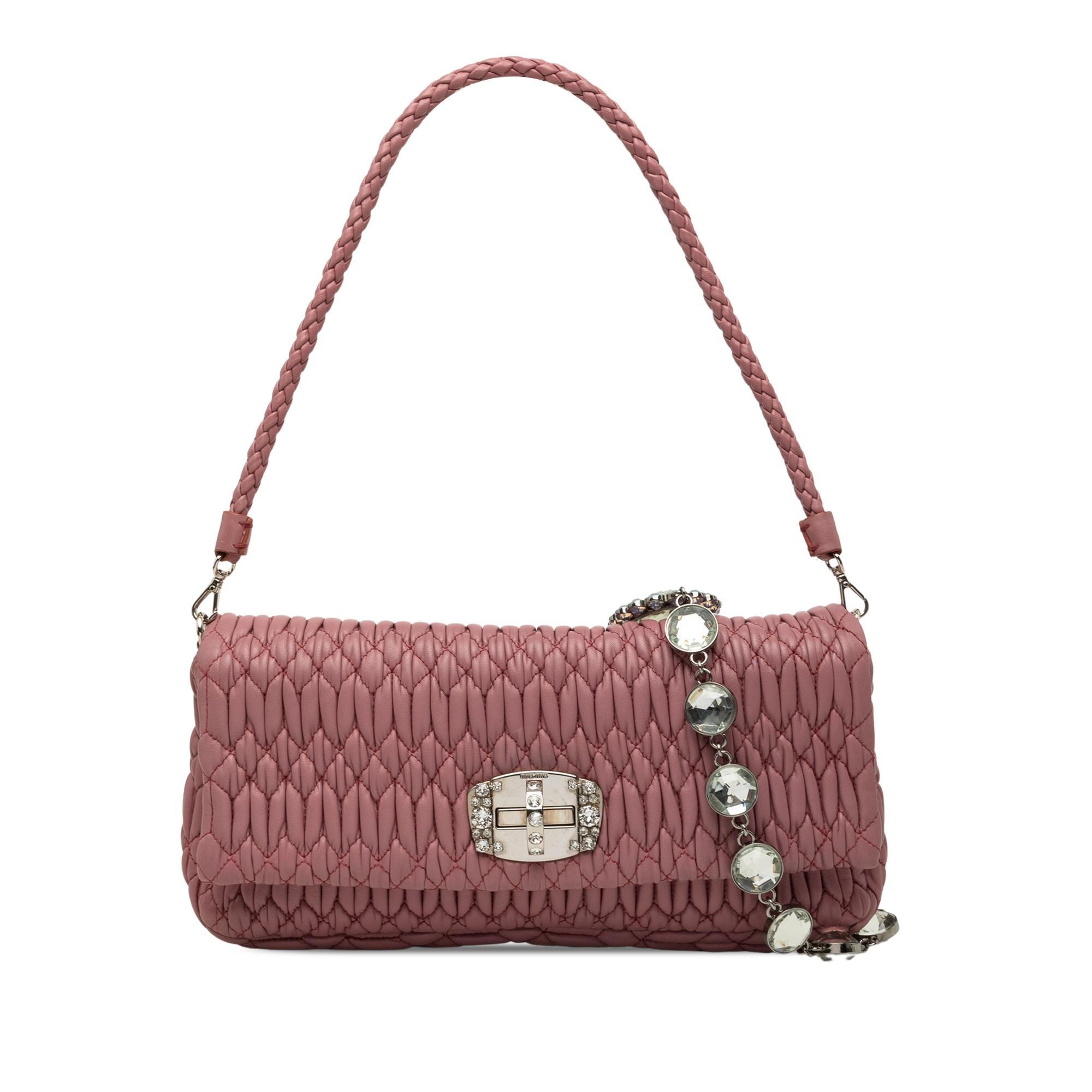 Miu Miu Matelasse Nappa Crystal Chain Satchel