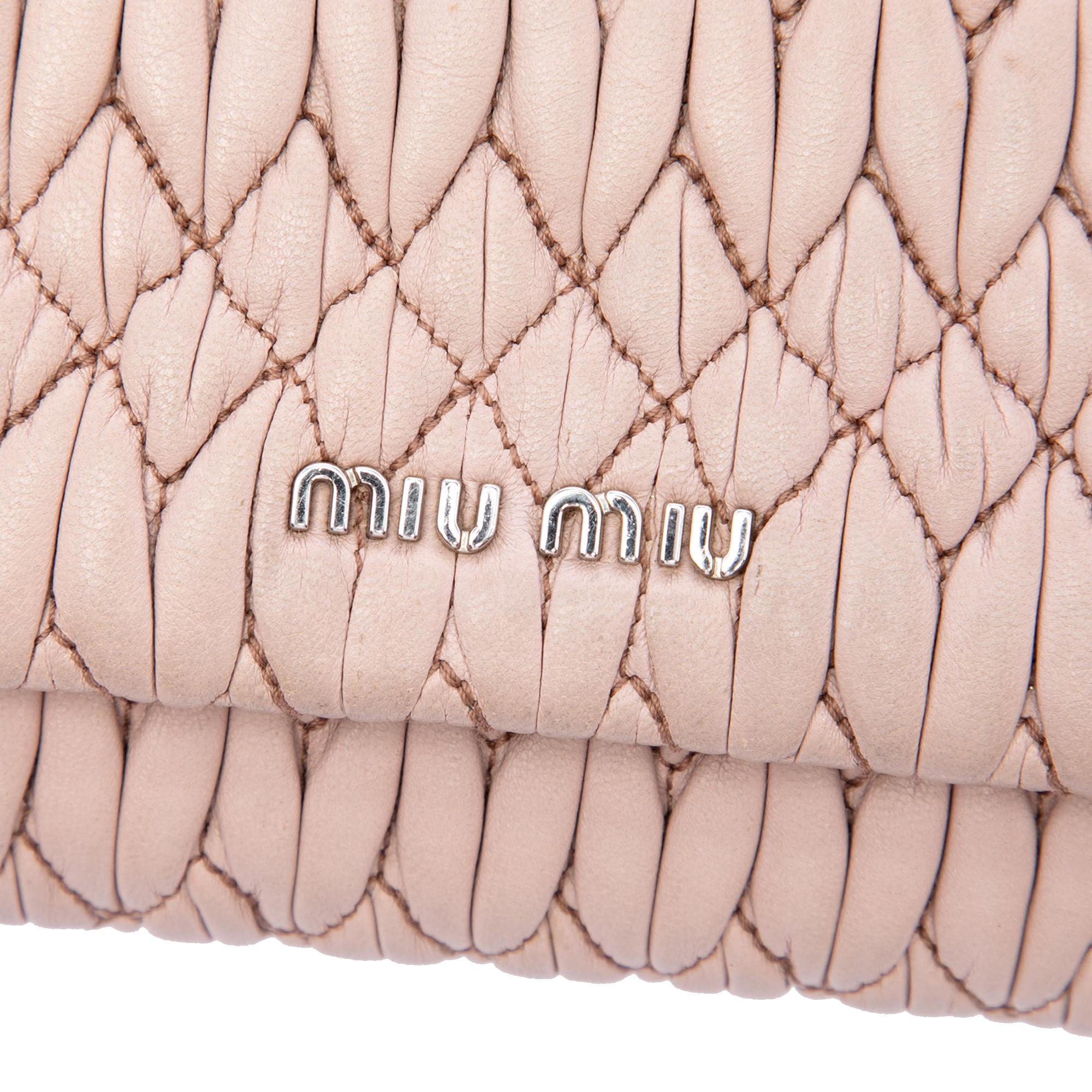 Miu Miu Matelasse Nappa Crystal Chain Satchel