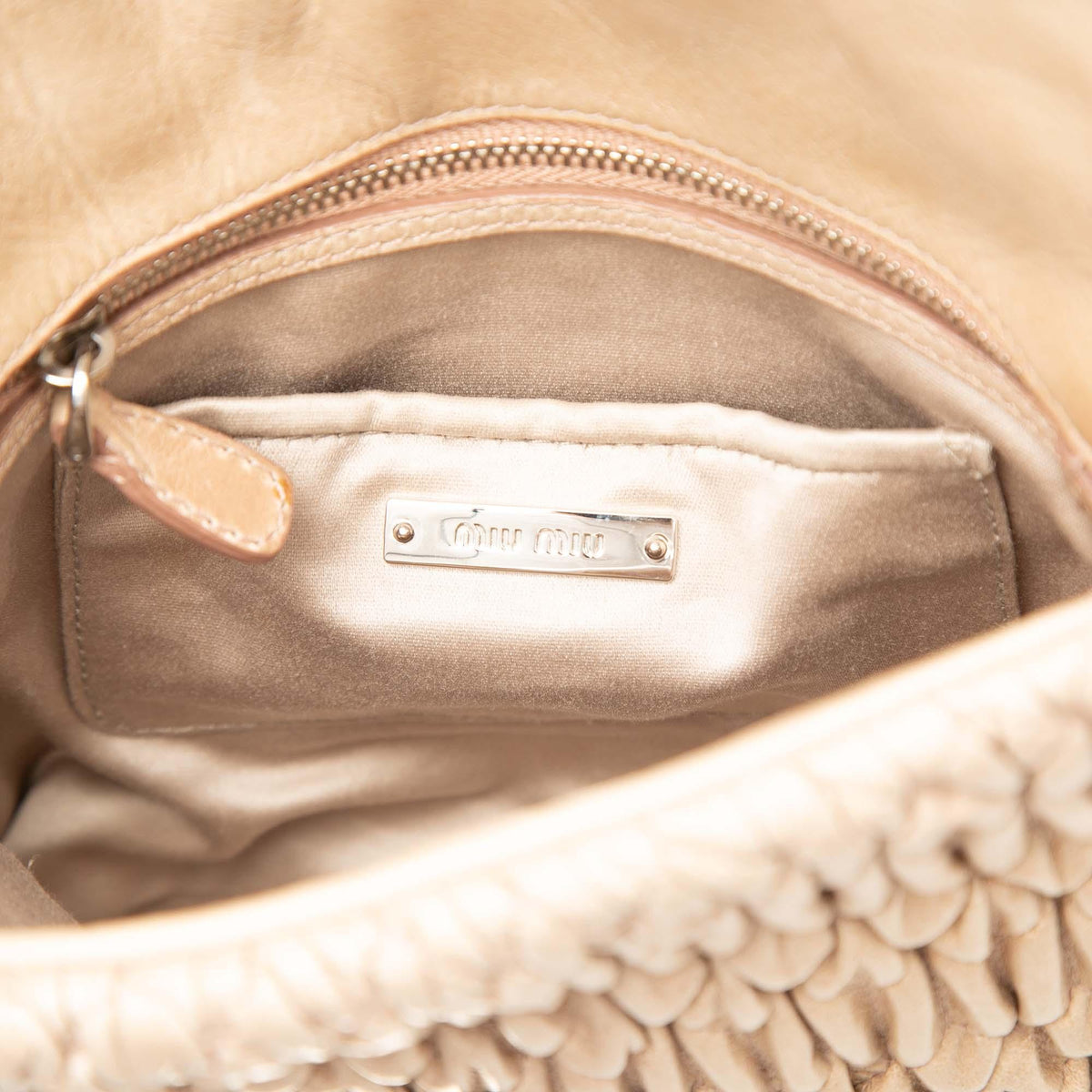 Miu Miu Matelasse Nappa Crystal Chain Satchel