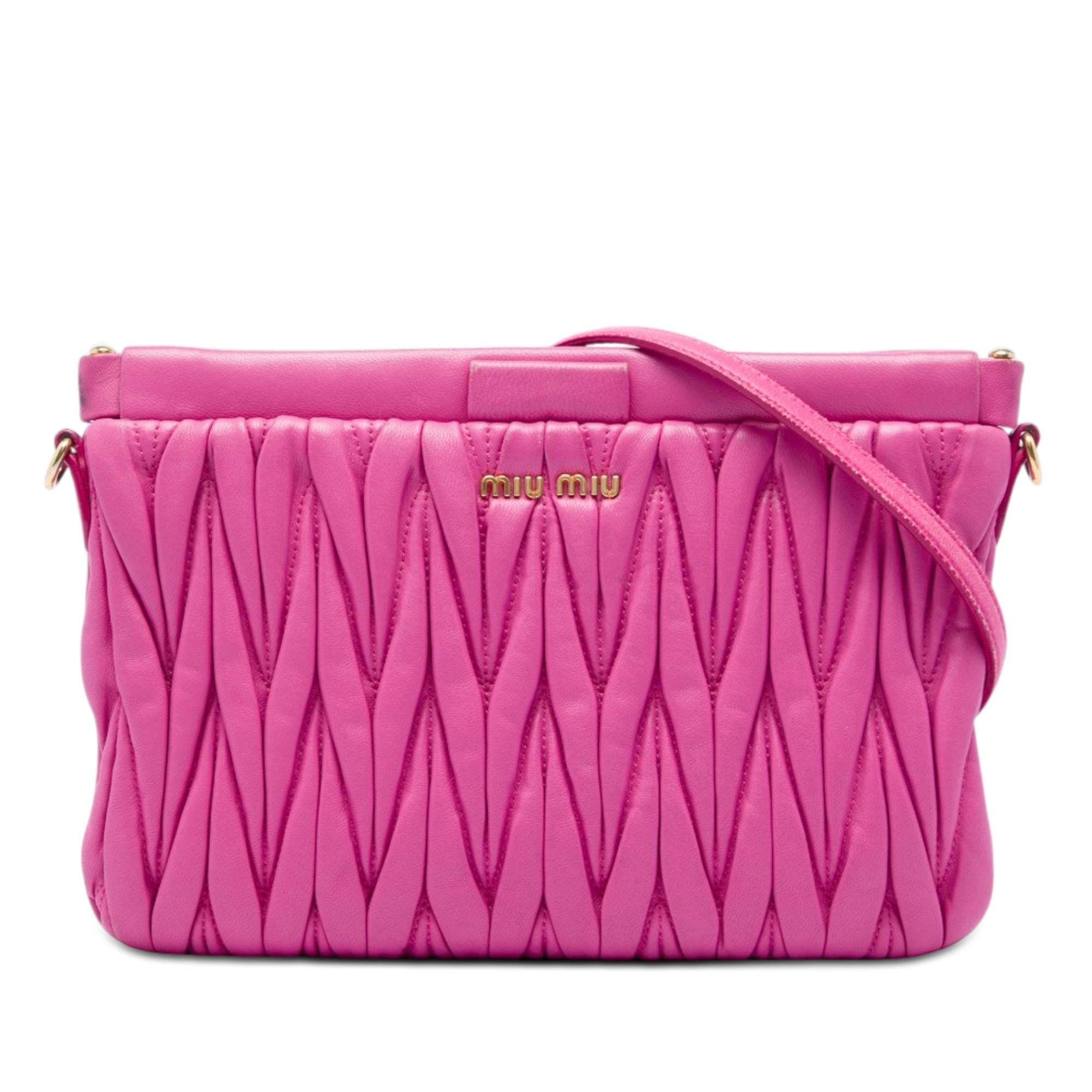 Miu Miu Matelasse Nappa Frame Clutch with Strap