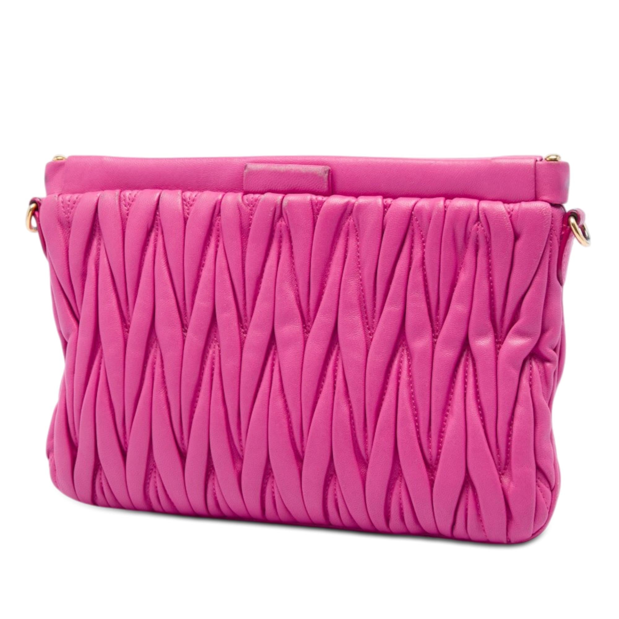 Miu Miu Matelasse Nappa Frame Clutch with Strap