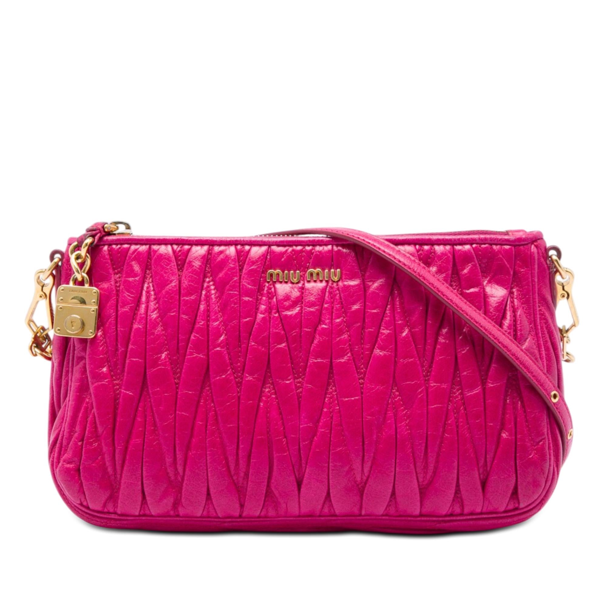 Miu Miu Matelasse Nappa Lux Charm Shoulder Bag