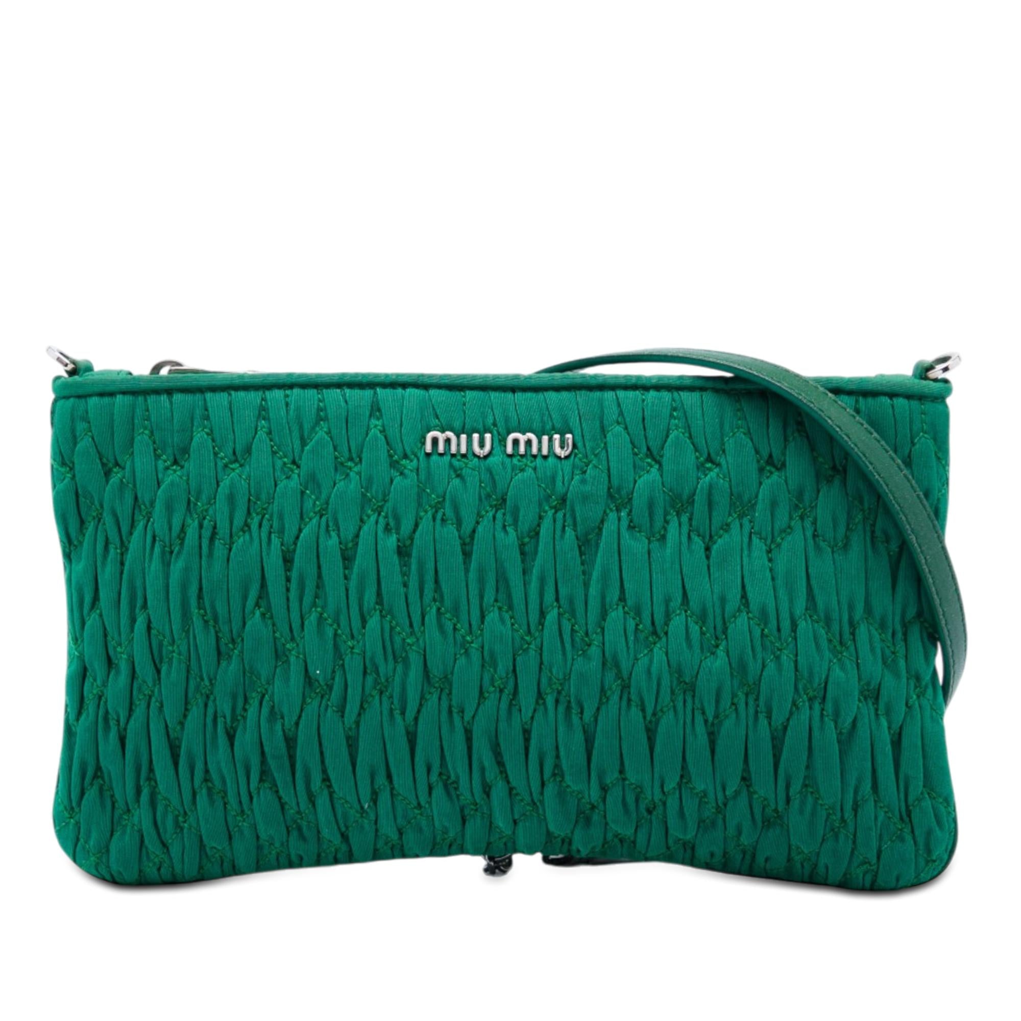 Miu Miu Matelasse Nylon Crystal Chain Crossbody