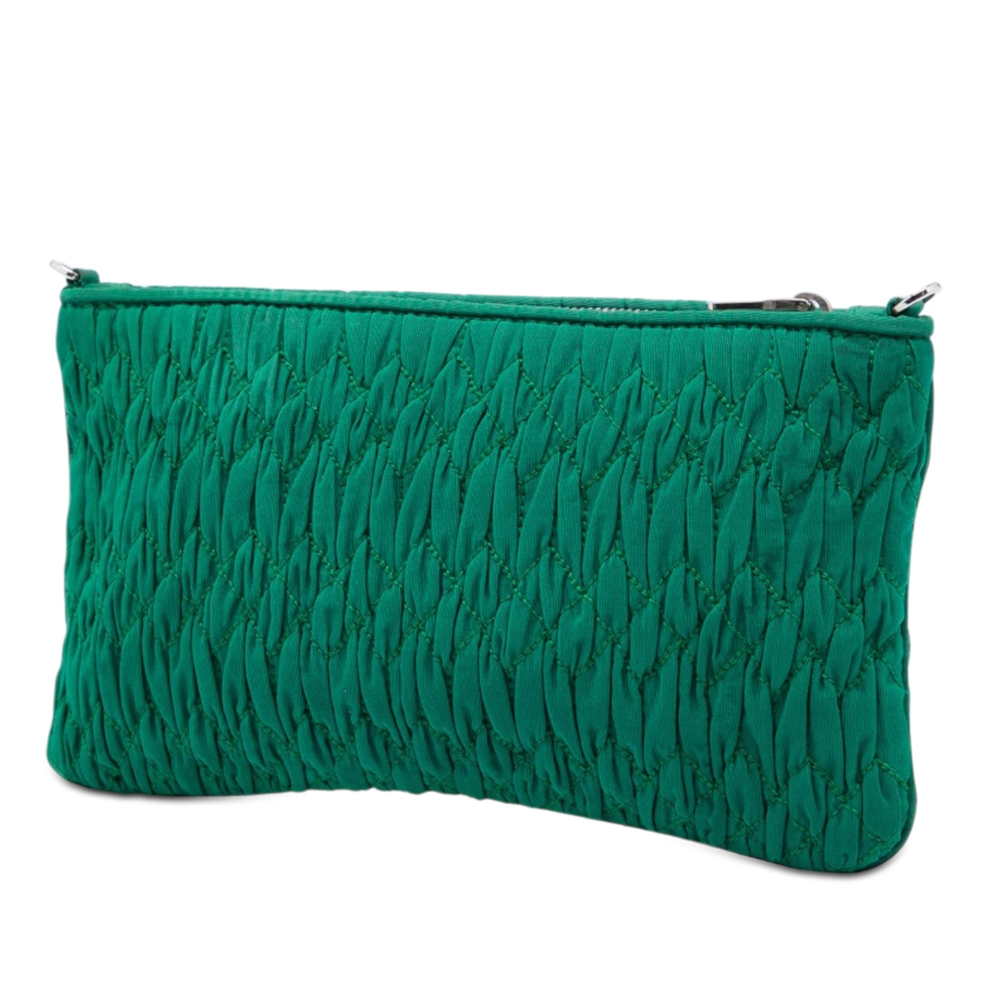 Miu Miu Matelasse Nylon Crystal Chain Crossbody