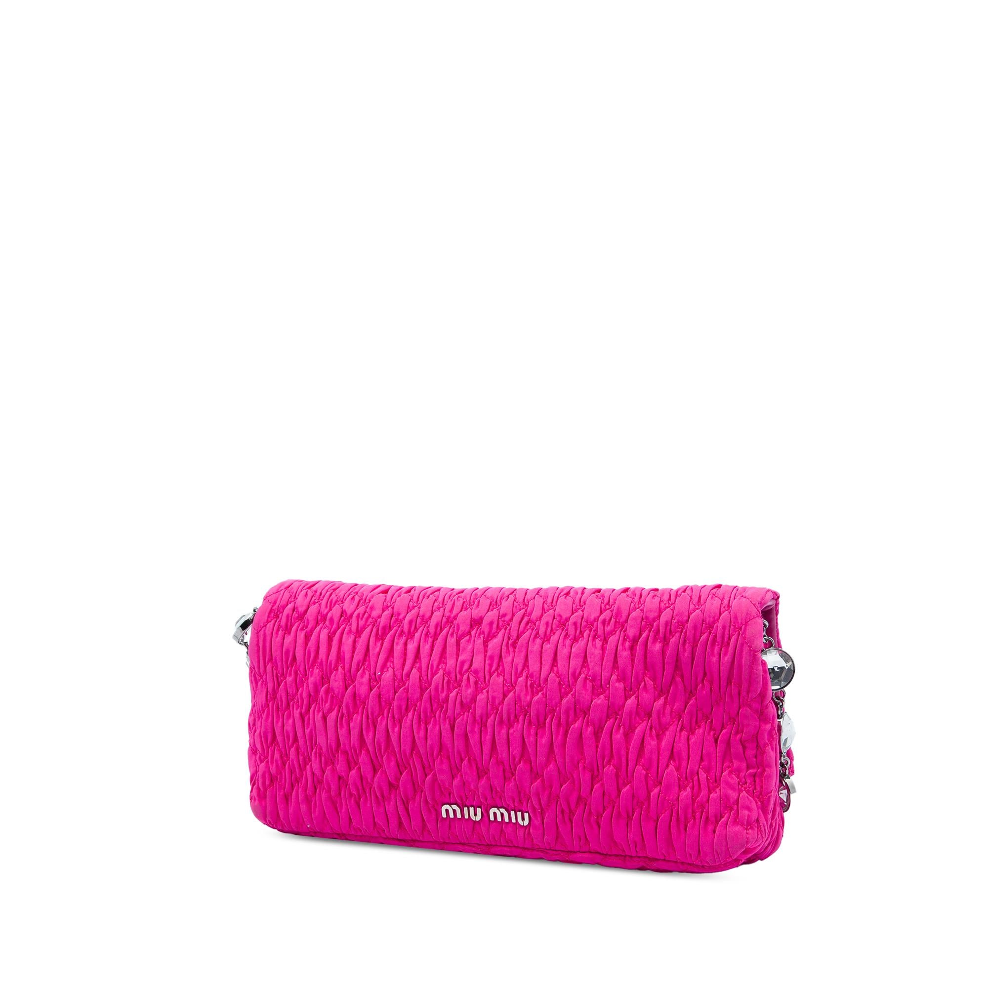 Miu Miu Matelasse Nylon Crystal Chain Satchel