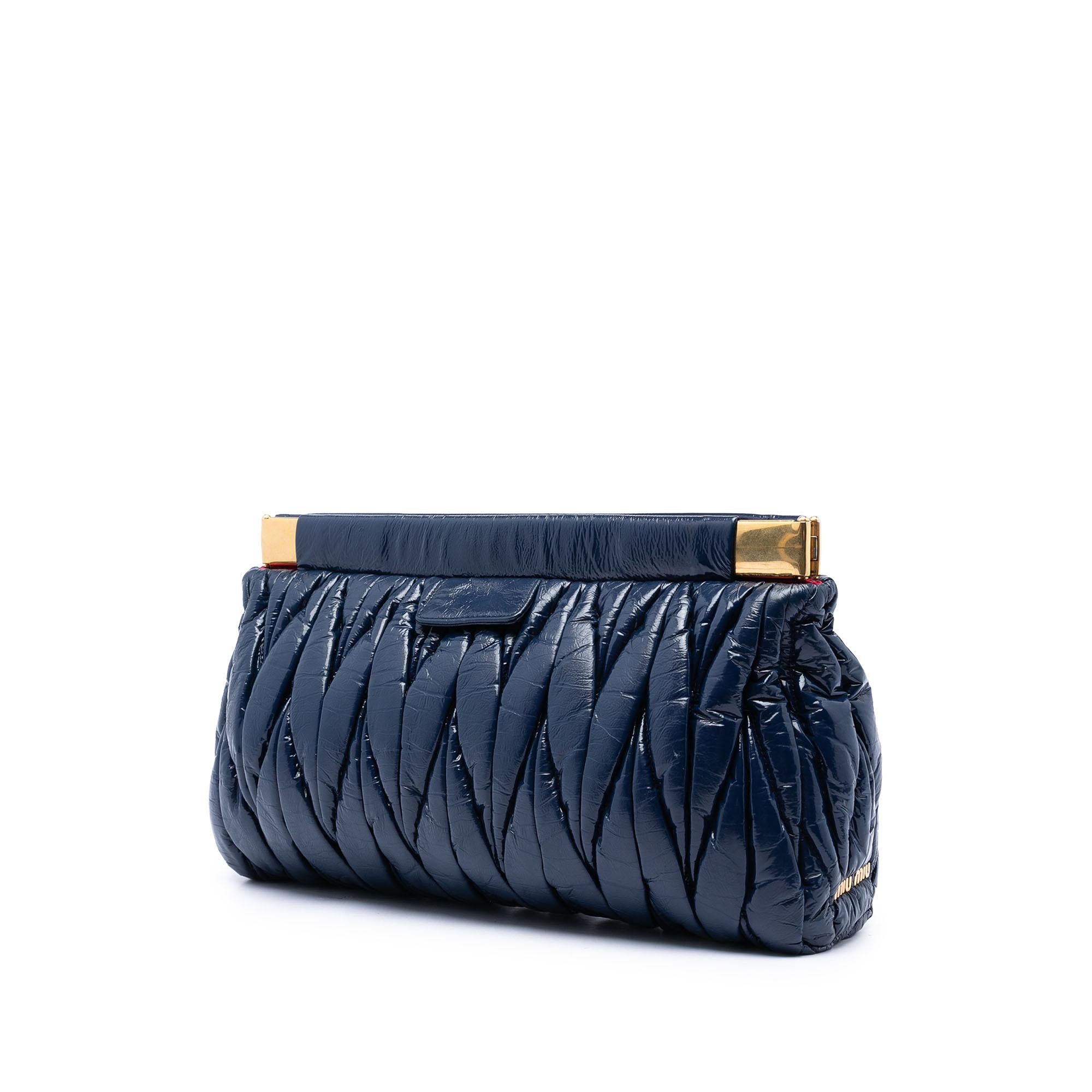 Miu Miu Matelasse Patent Frame Clutch