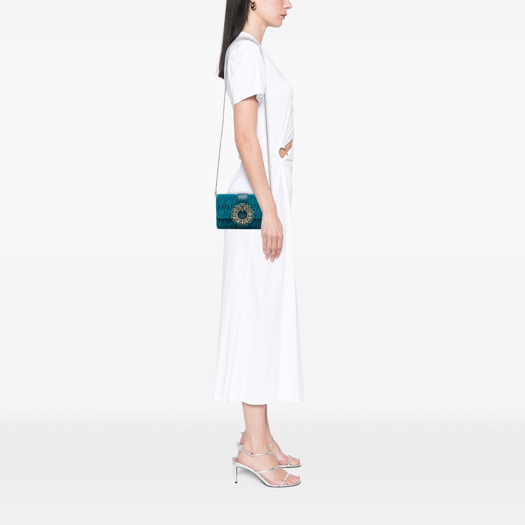 Miu Miu Matelasse Velvet Crystal Embellished Crossbody