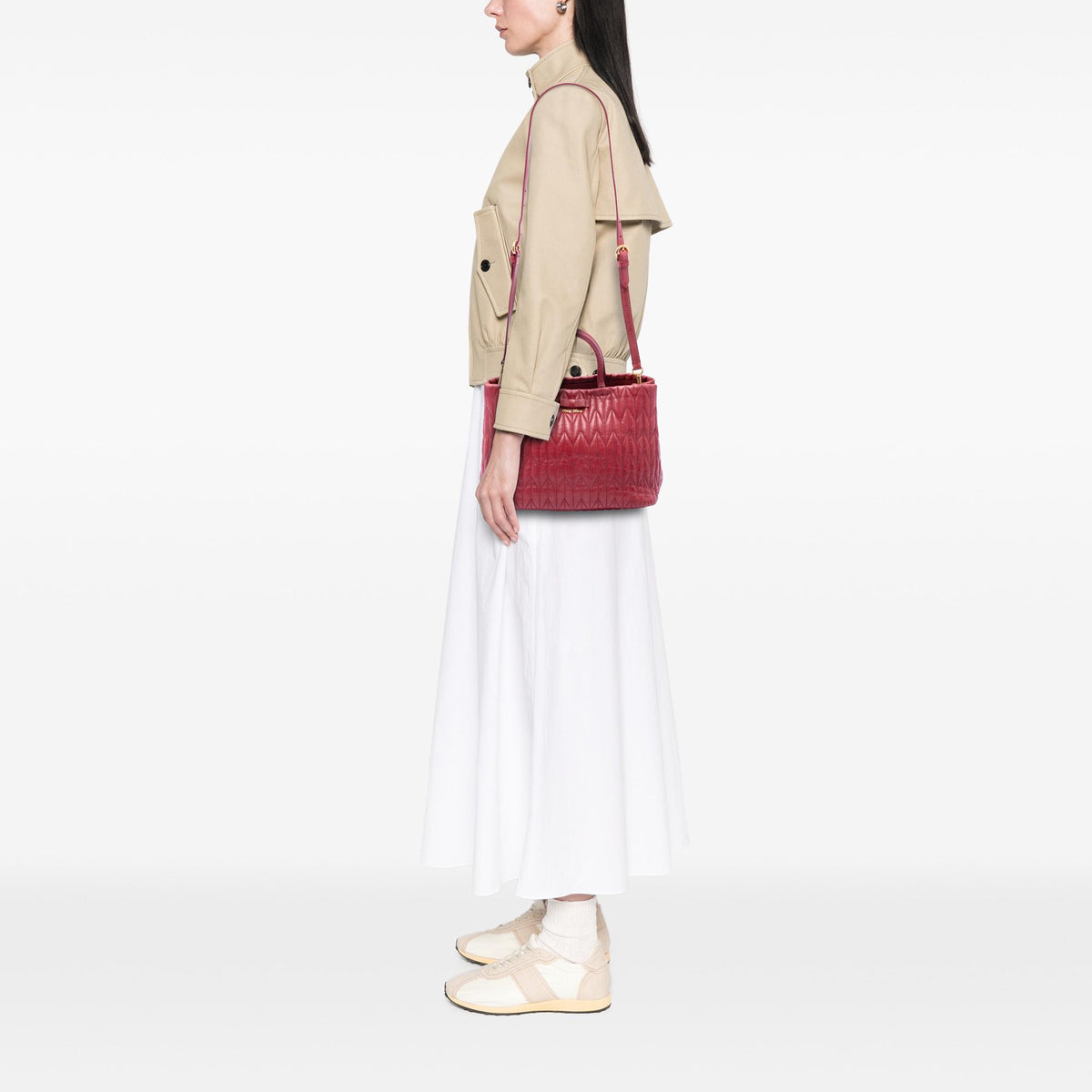 Miu Miu Medium Matelasse Vitello Shine Double Handle Tote