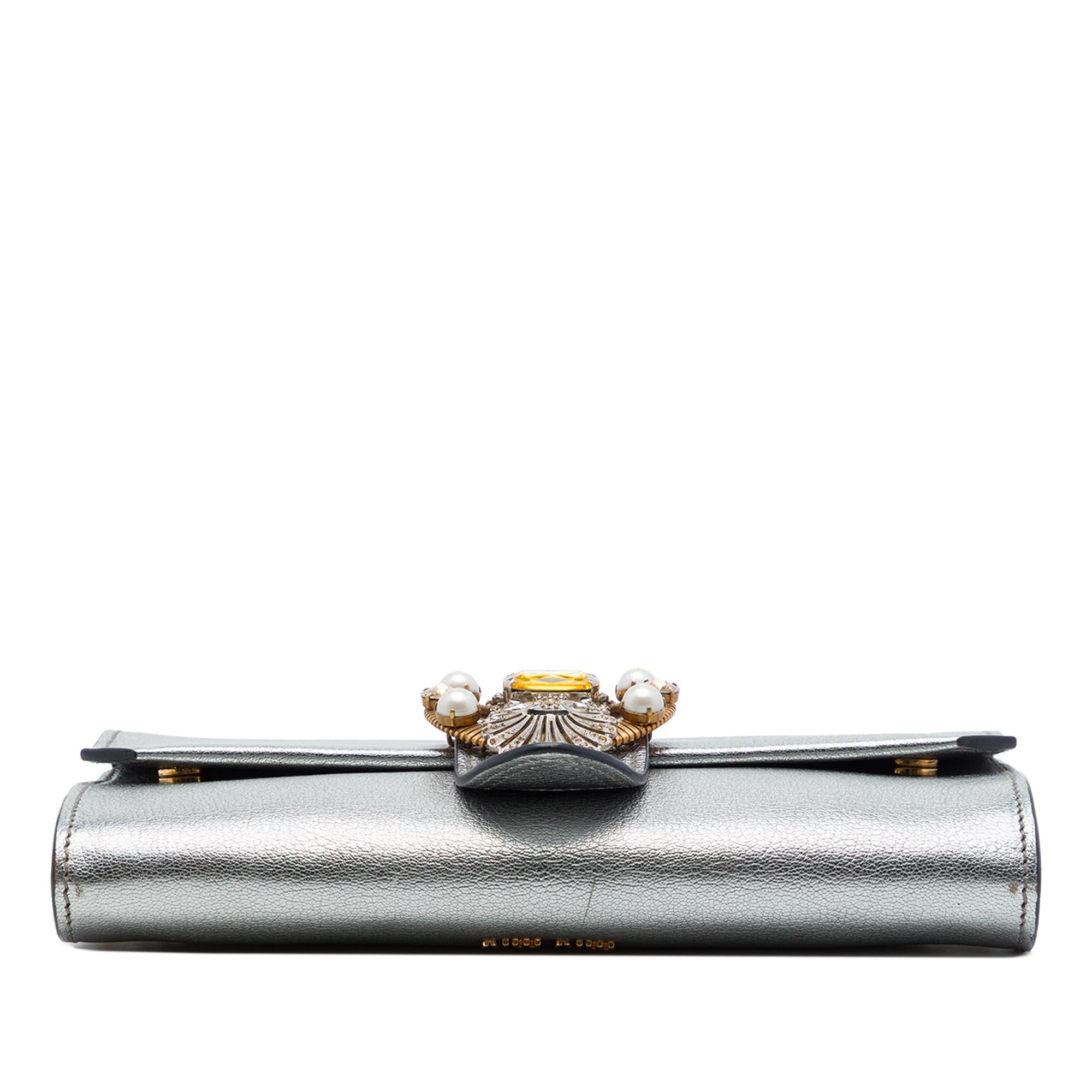 Miu Miu Metallic Goatskin Madras Crystal Embellished Crossbody