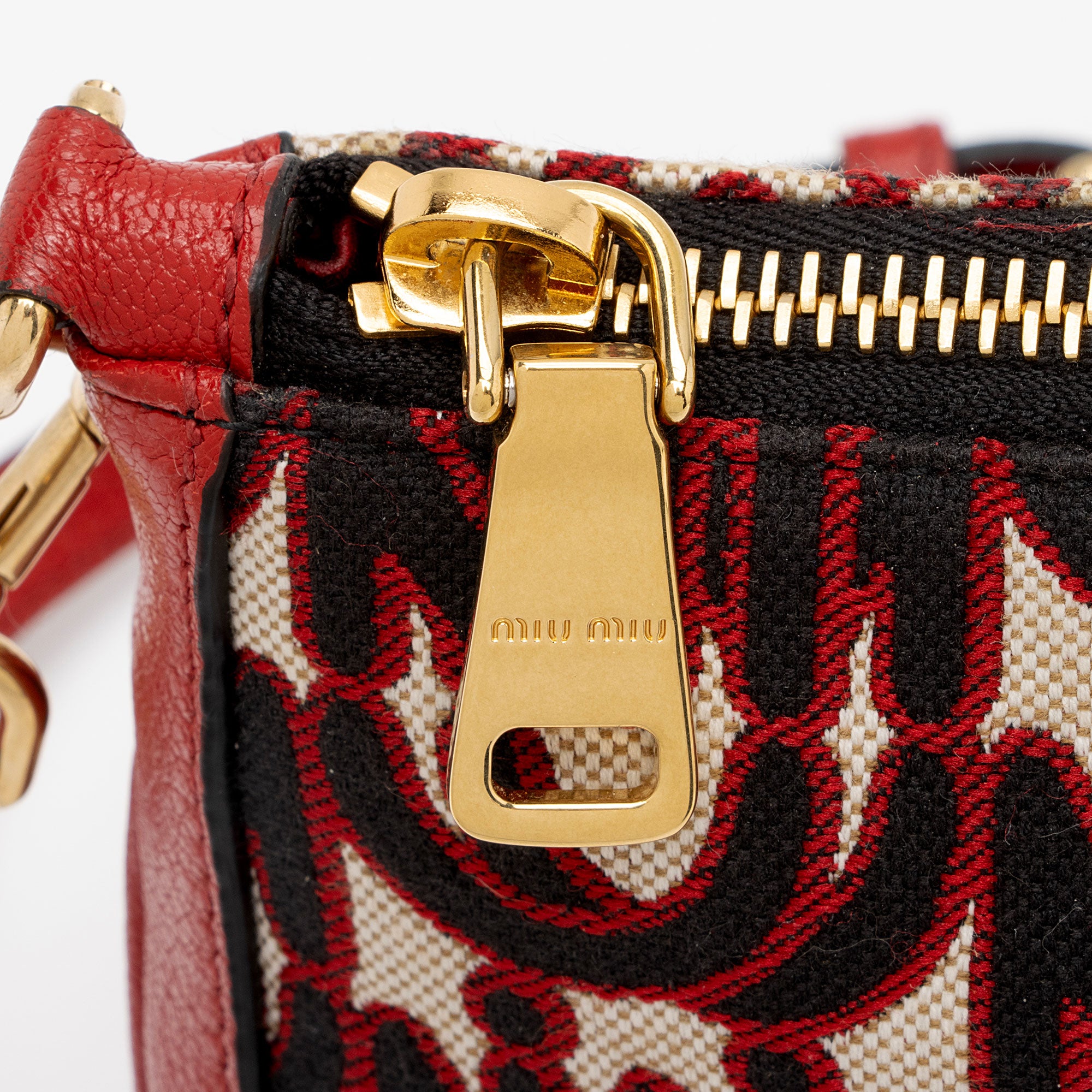 Miu Miu Monogram Jacquard Madras Crossbody Bag (SHF-Z3G2Rc)