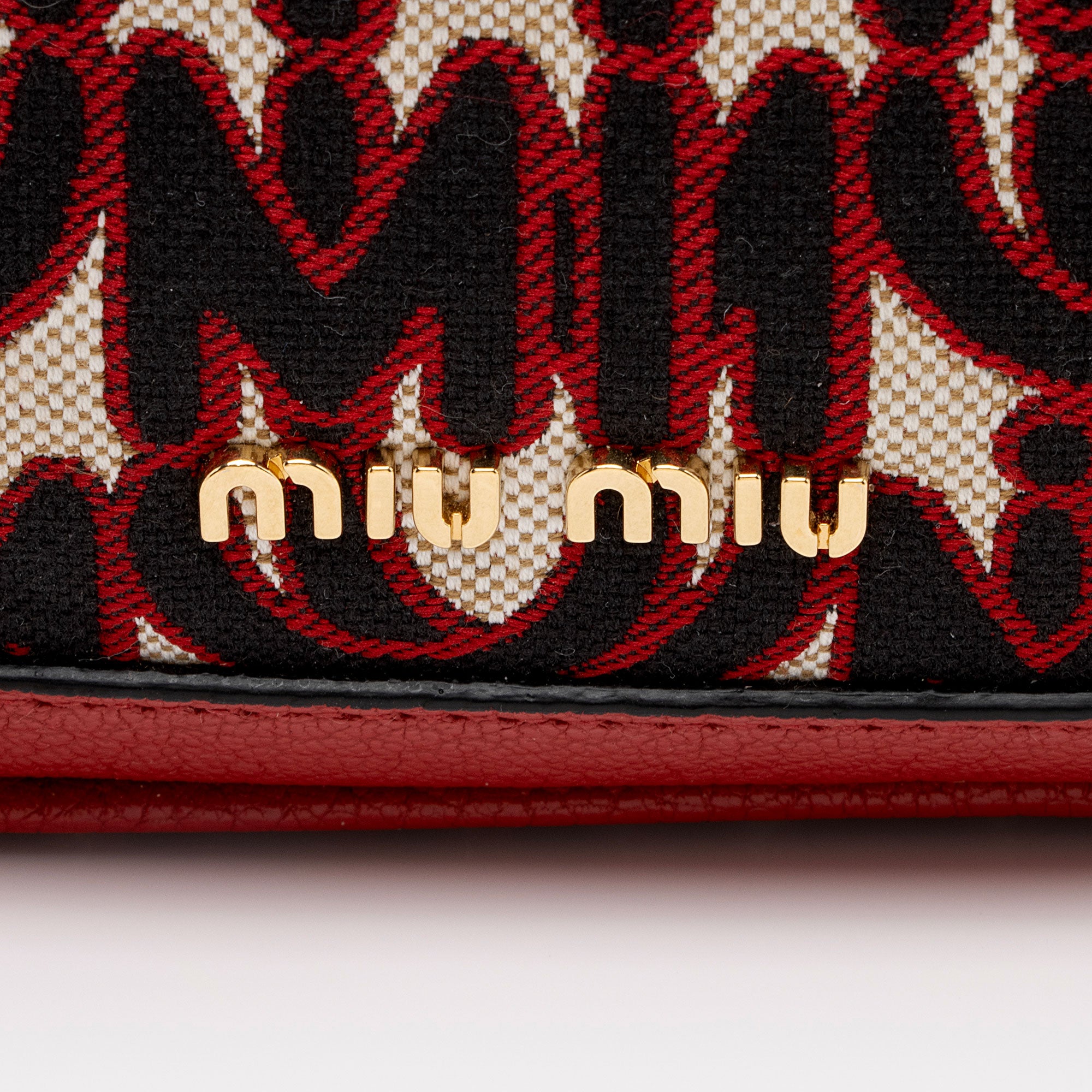 Miu Miu Monogram Jacquard Madras Crossbody Bag (SHF-Z3G2Rc)