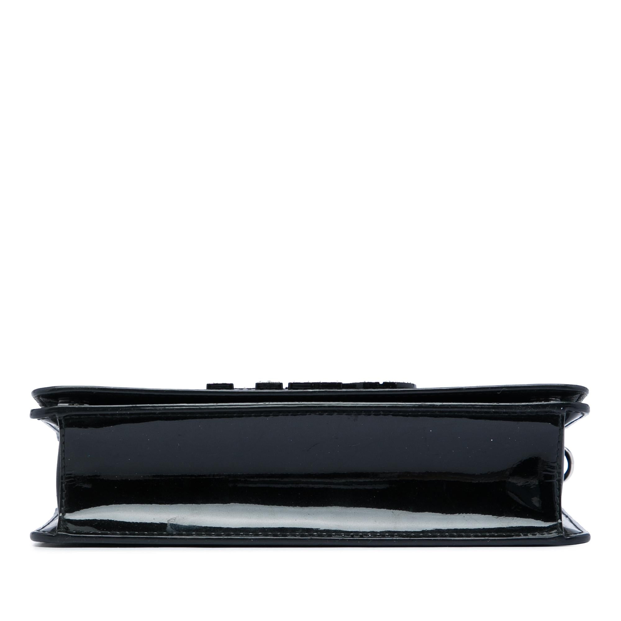 Miu Miu Patent Crystal Embellished Logo Wallet On Chain