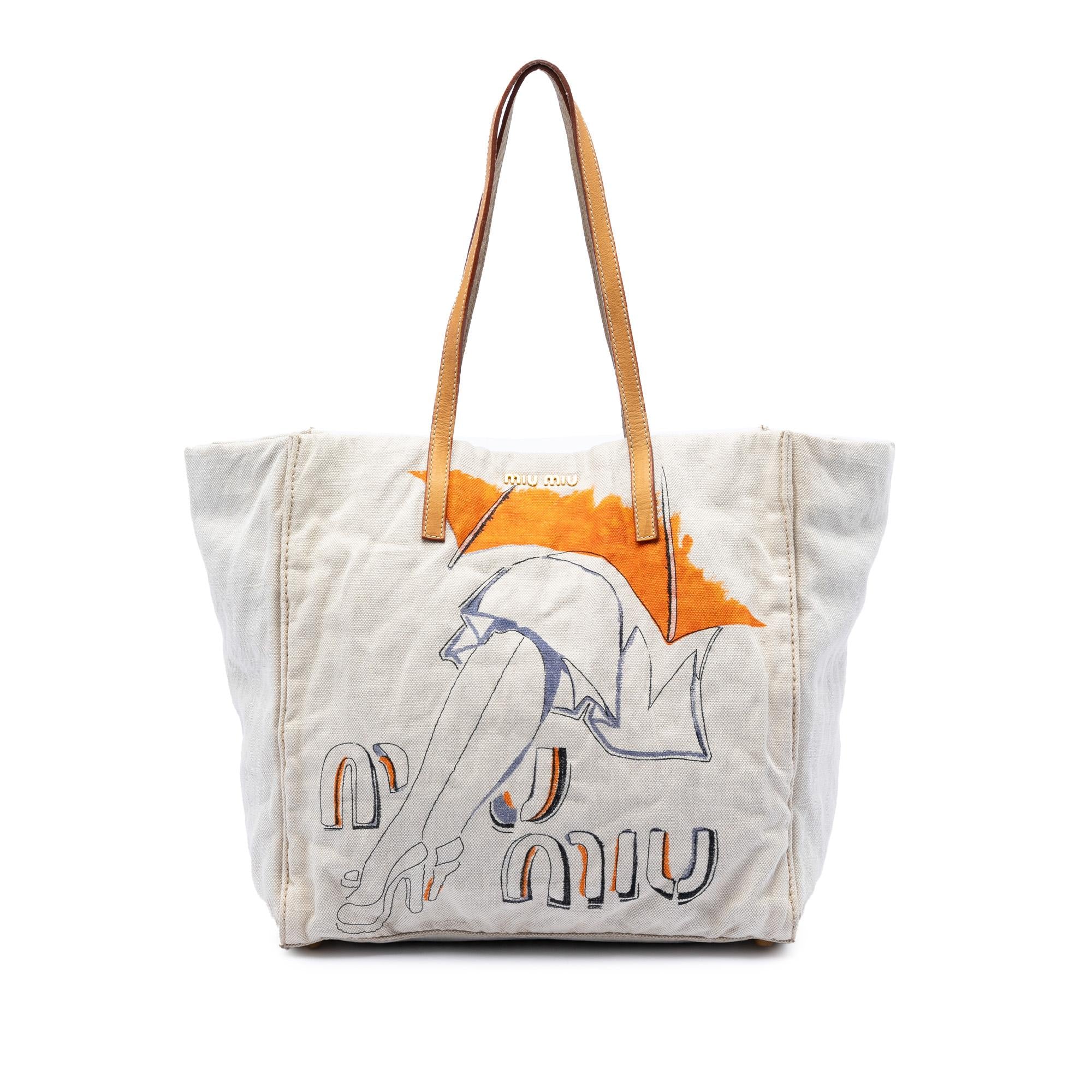 Miu Miu Printed Canvas Tote