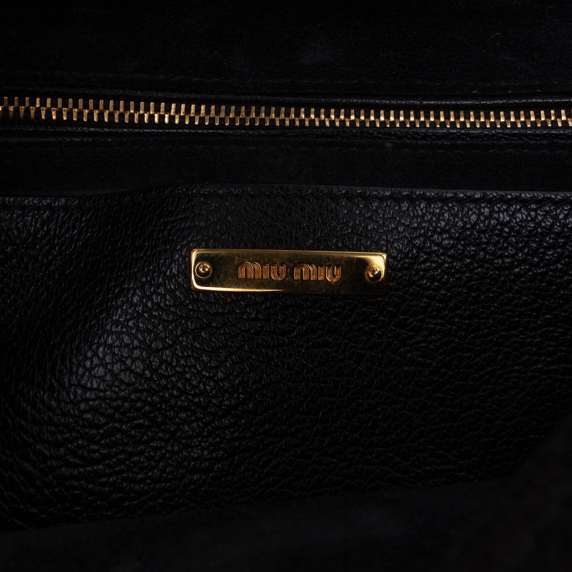 Miu Miu Printed Goatskin Madras Top Handle Bag