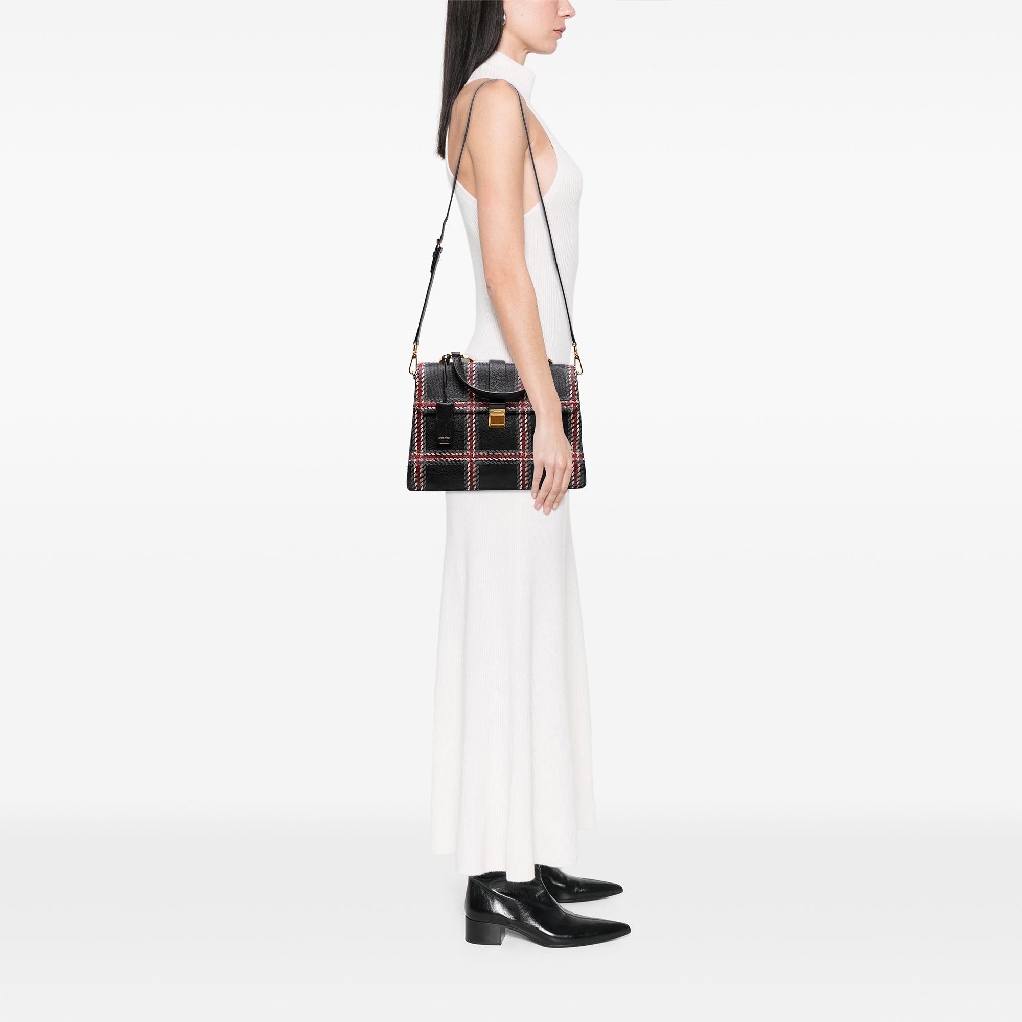 Miu Miu Printed Goatskin Madras Top Handle Bag