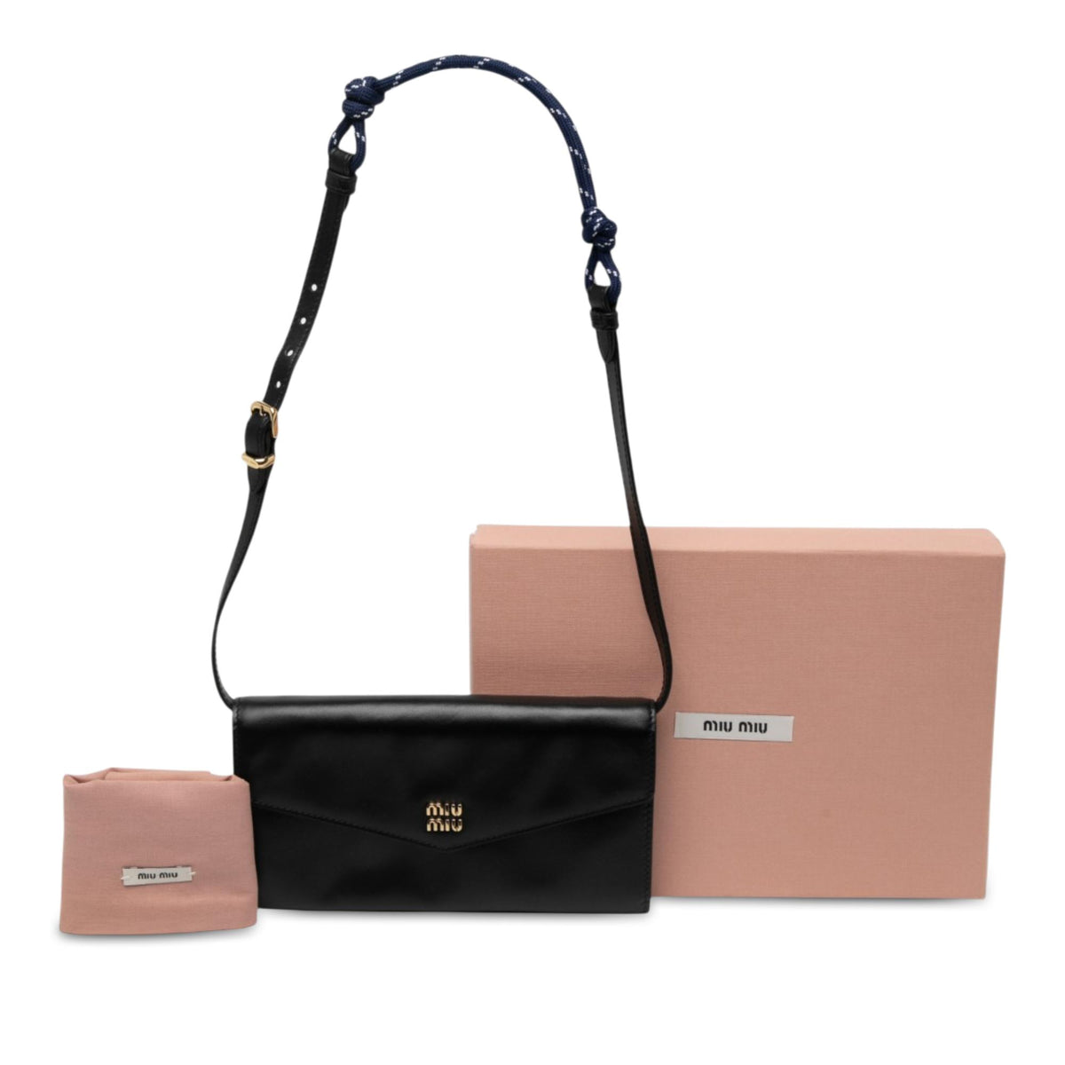 Miu Miu Soft Calf Logo Wallet on Strap