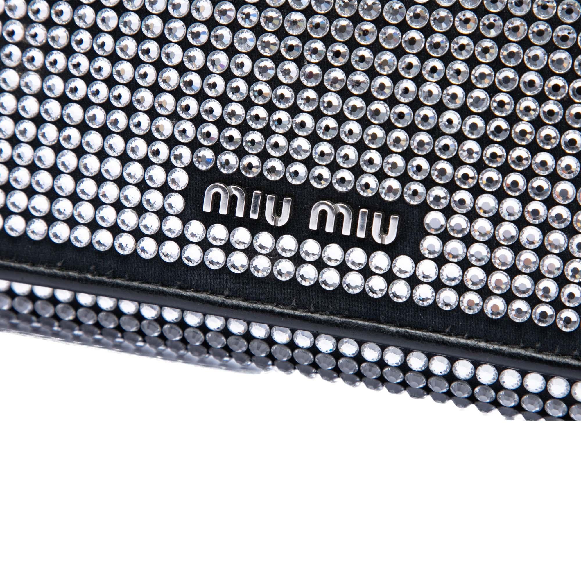 Miu Miu Soft Nappa Crystal Embellished Wallet on Chain