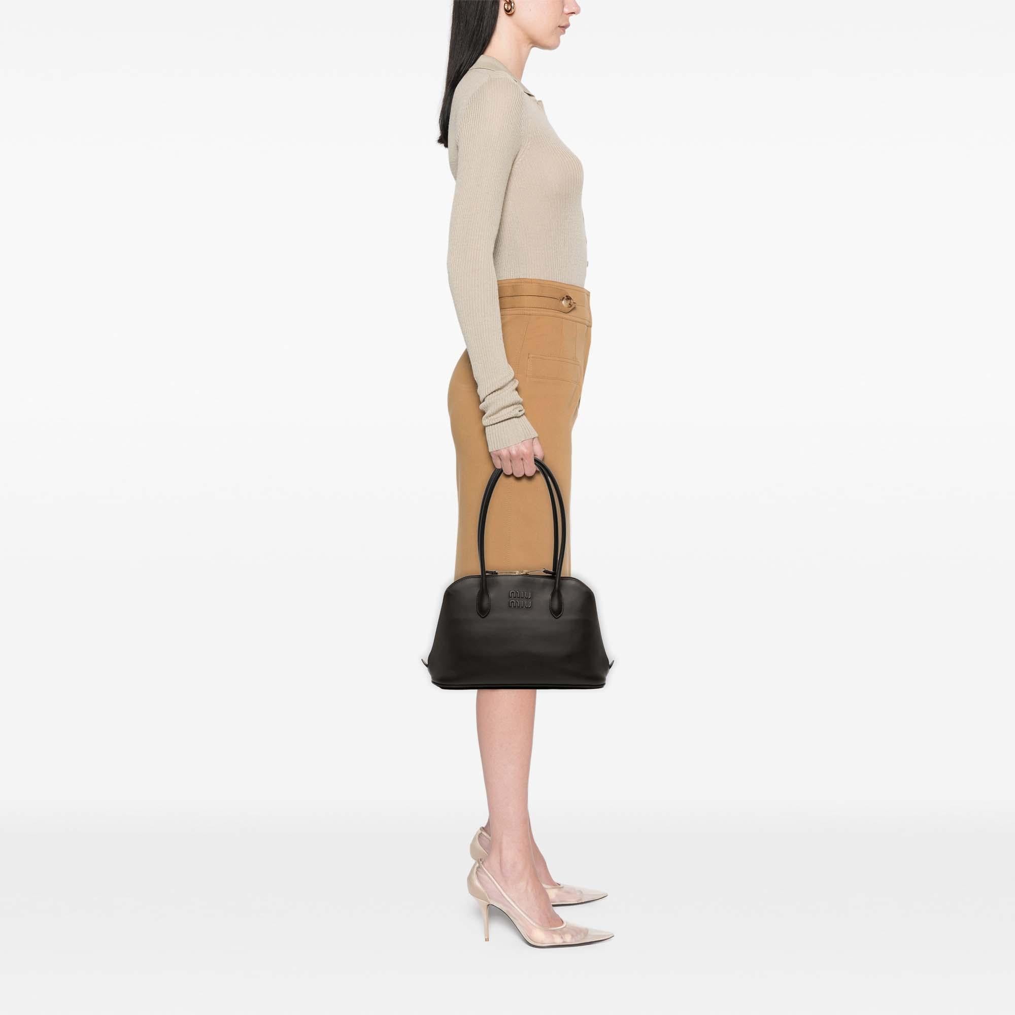 Miu Miu Softy Calfskin Embossed Logo Shoulder Bag
