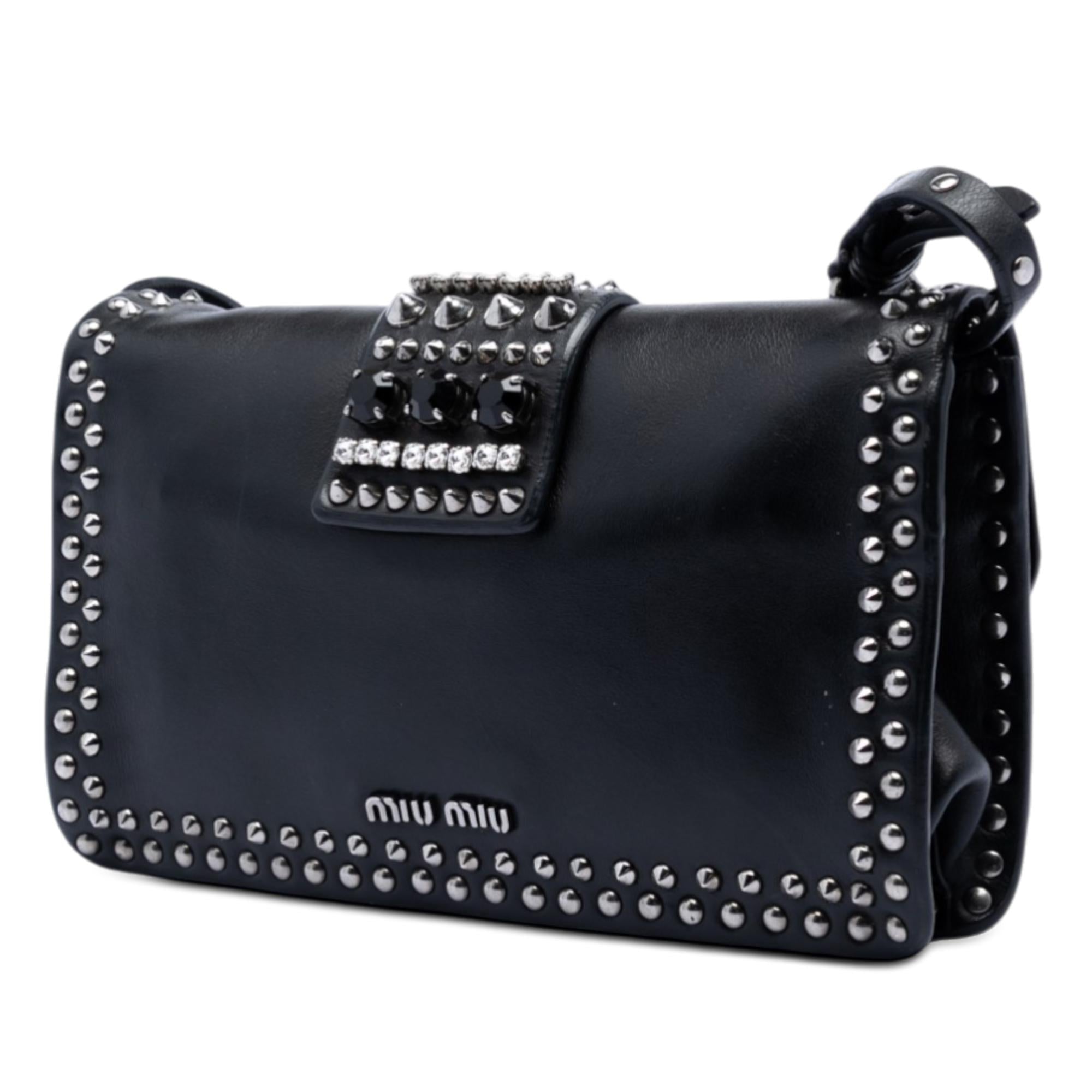 Miu Miu Studded Leather Push Lock Crossbody