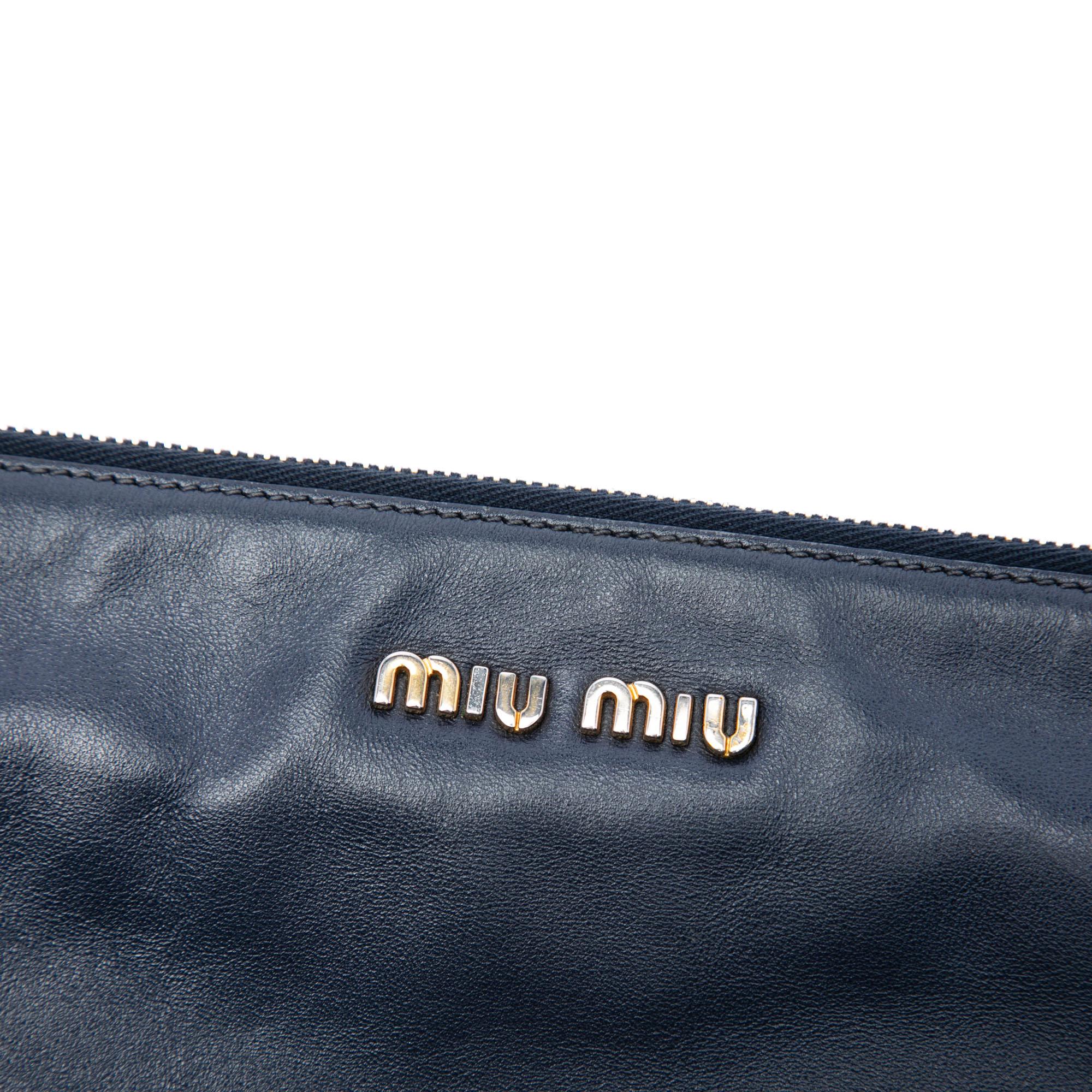 Miu Miu Studded Leather Zip Clutch