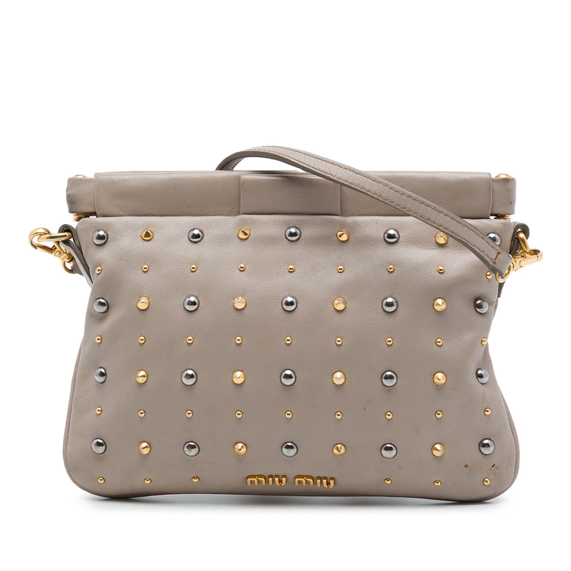 Miu Miu Studded Nappa Frame Clutch with Strap