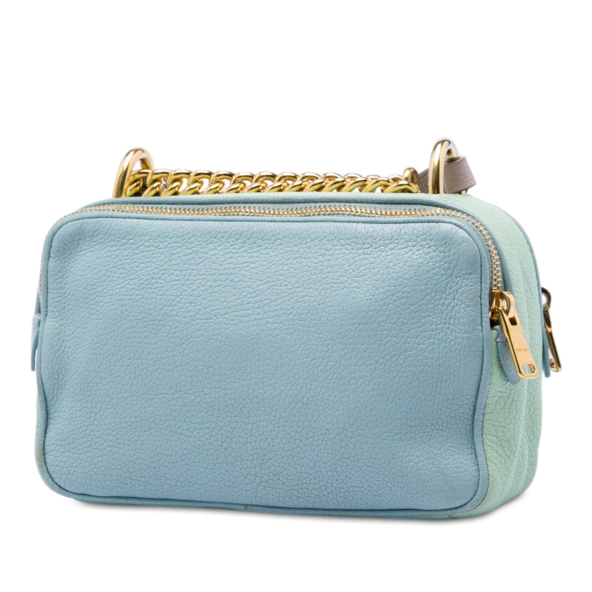 Miu Miu Tricolor Goatskin Madras Double Zip Camera Bag