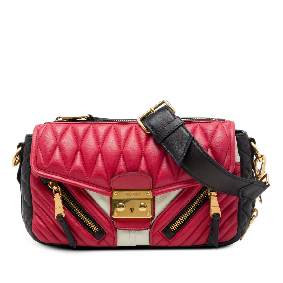 Miu Miu Tricolor Nappa Biker Twin Pocket Crossbody