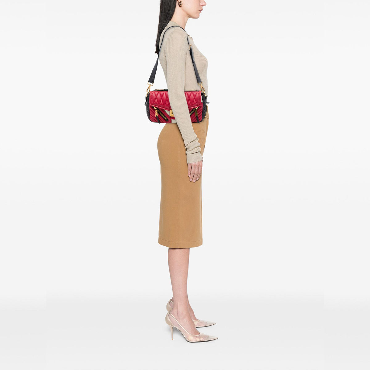 Miu Miu Tricolor Nappa Biker Twin Pocket Crossbody