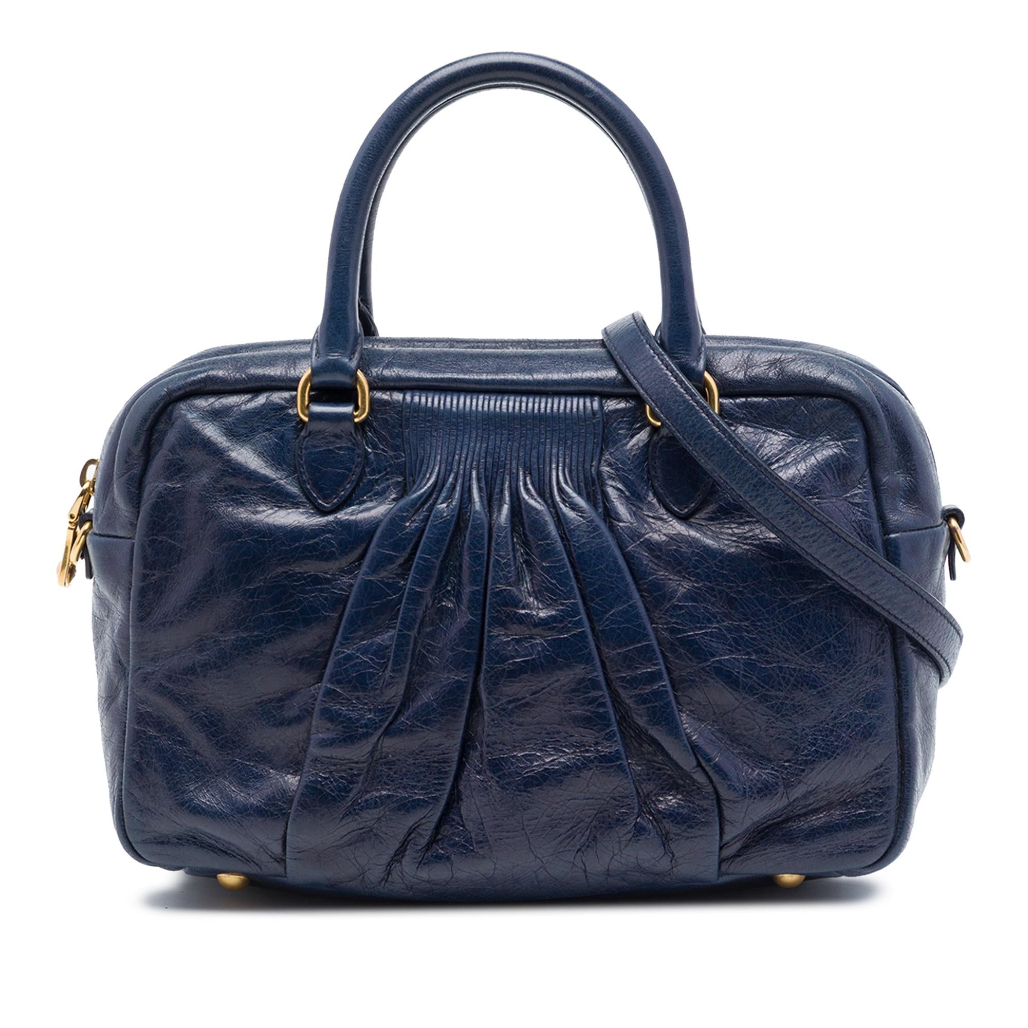 Miu Miu Vitello Lux Pleated Satchel