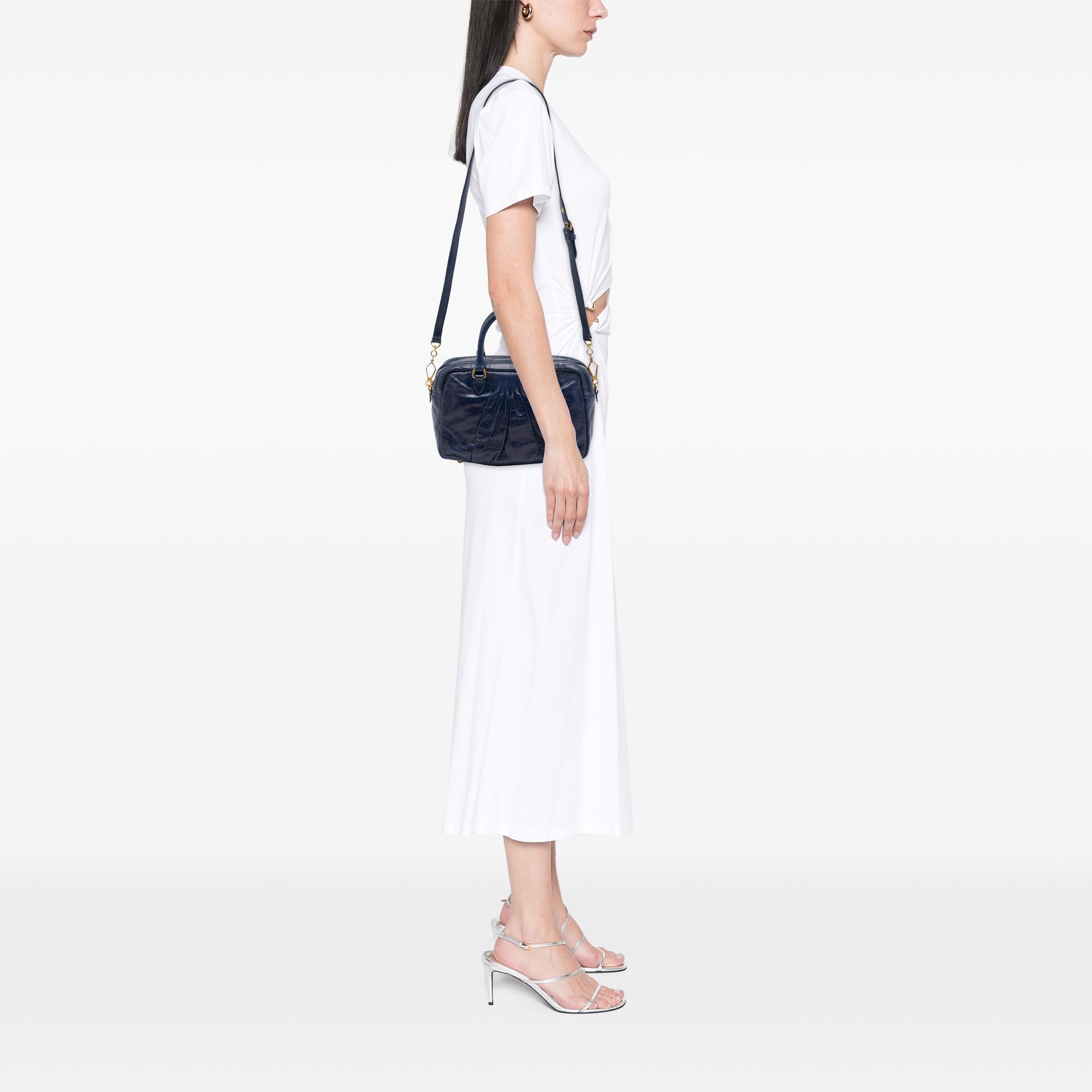 Miu Miu Vitello Lux Pleated Satchel