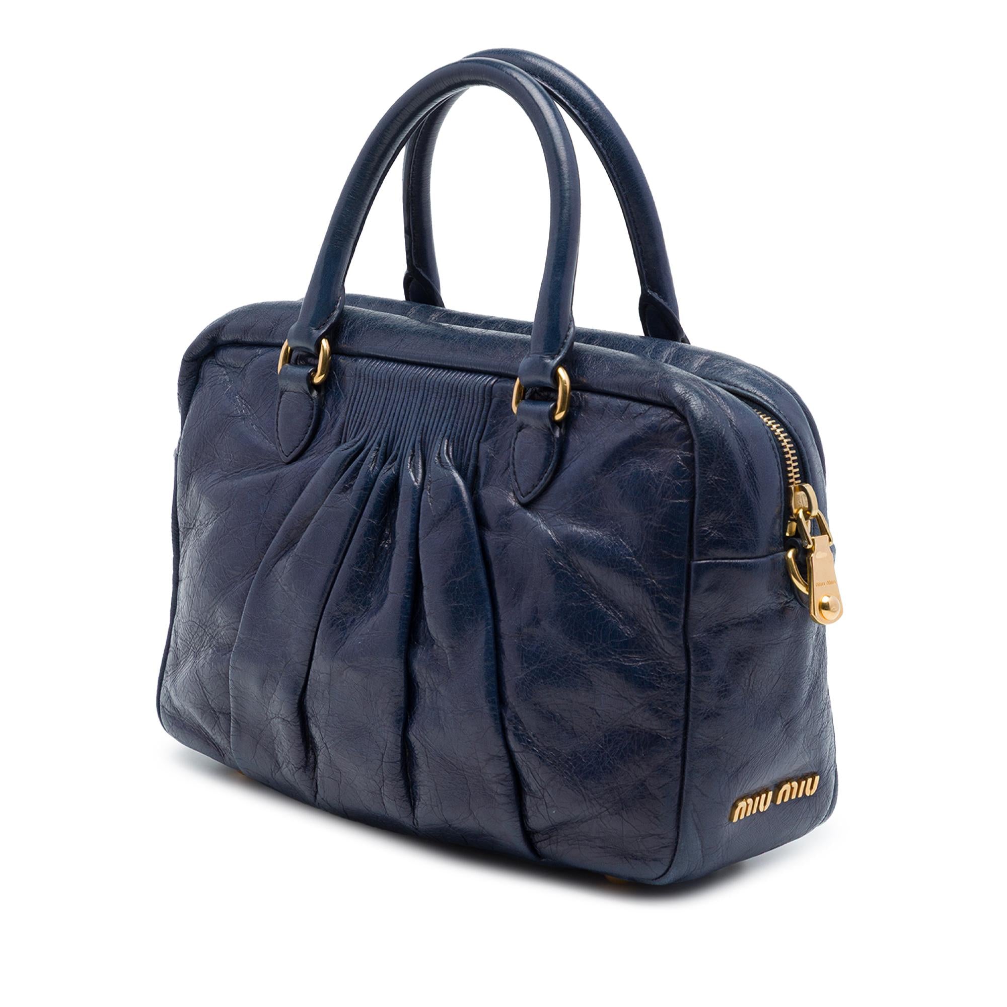 Miu Miu Vitello Lux Pleated Satchel