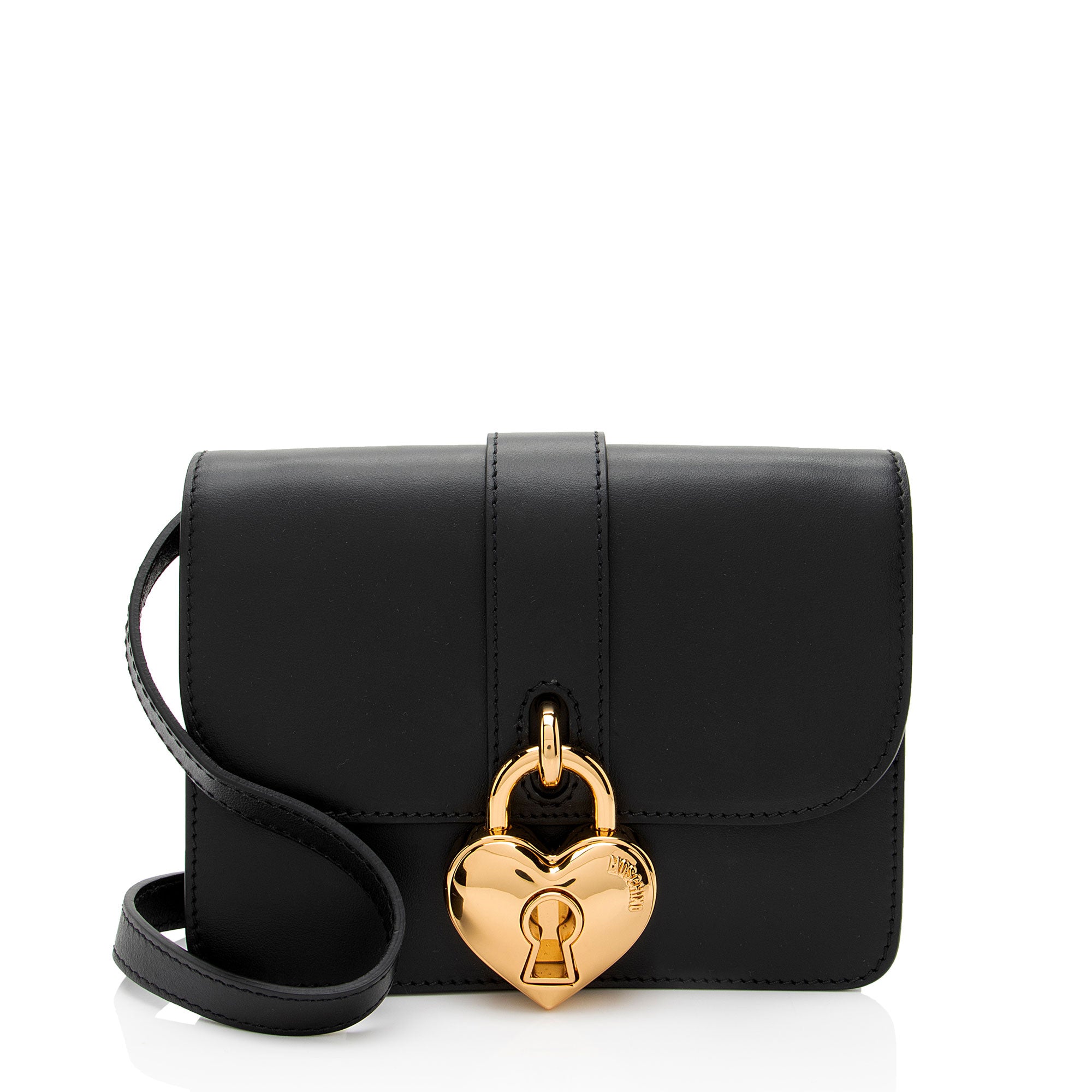 Moschino Leather Heart Lock Shoulder Bag