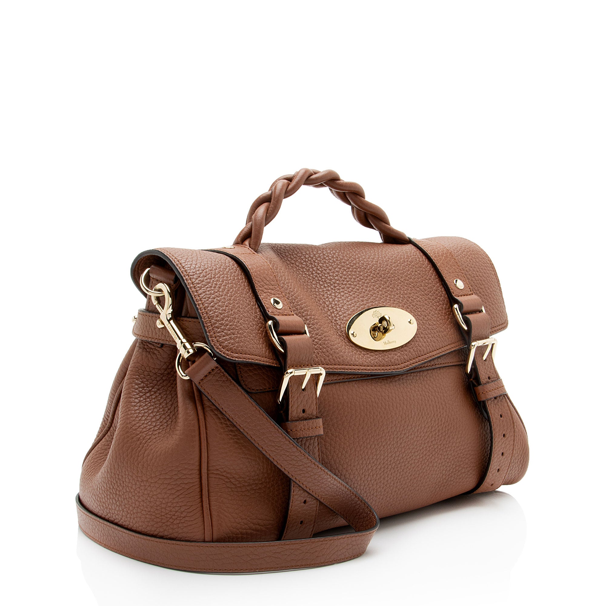 Mulberry Grained Leather Alexa Braided Top Handle