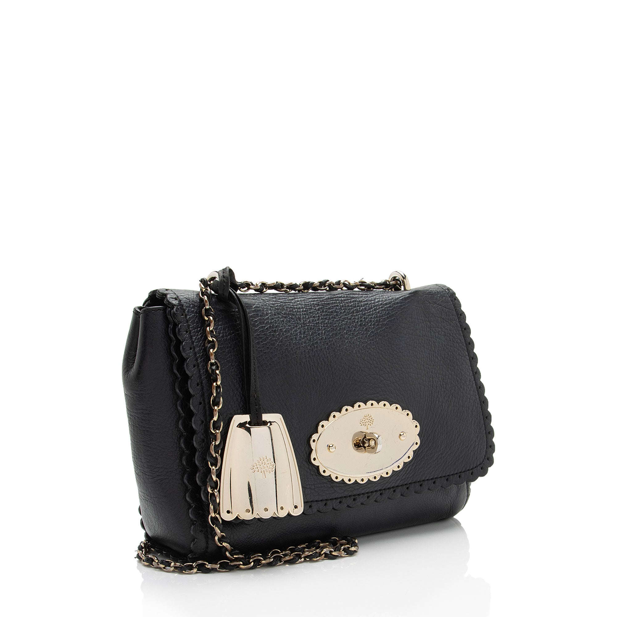 Mulberry Leather Scallop Trimmed Lily Shoulder Bag
