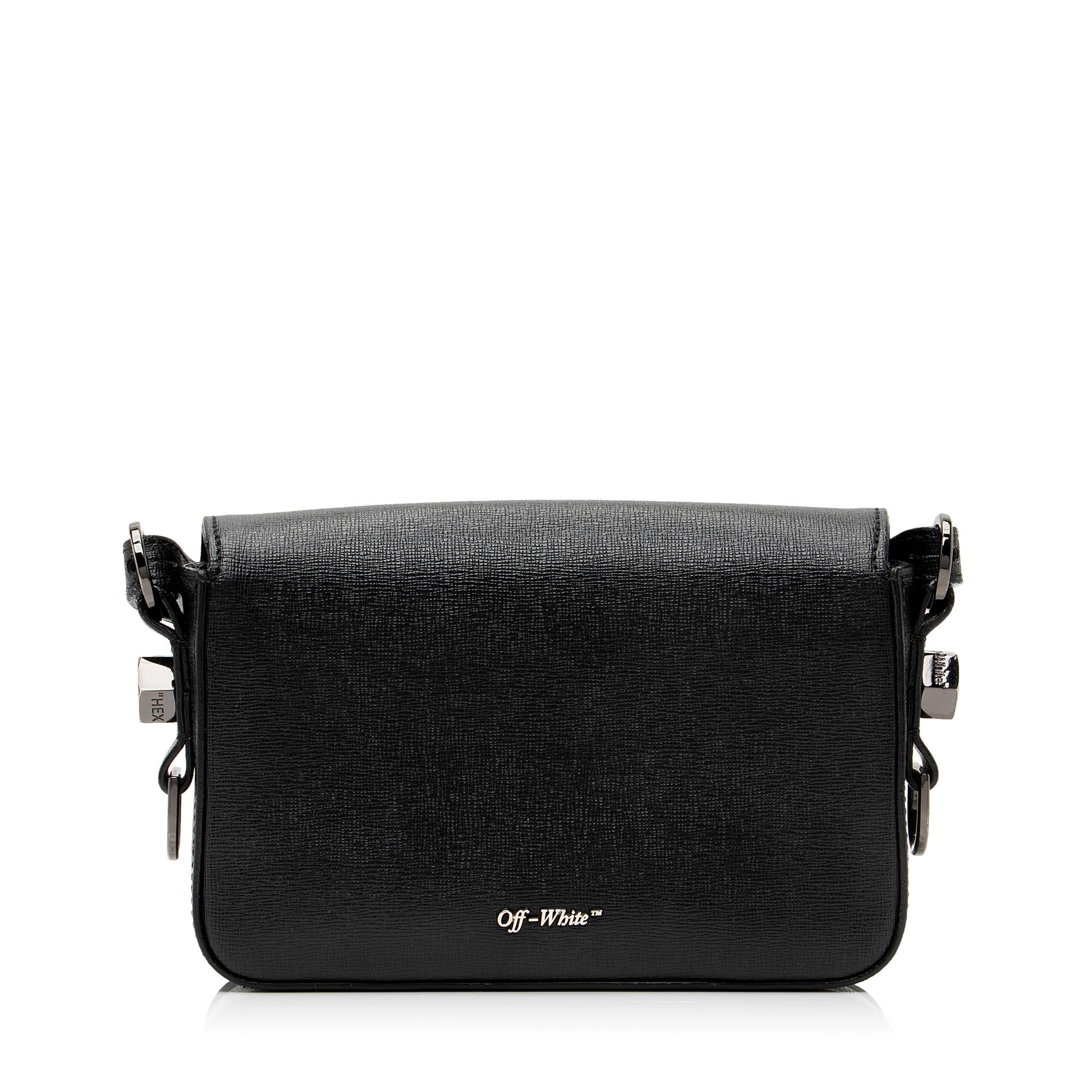 Off-White Leather Diag Mini Flap Bag (SHF-23487)
