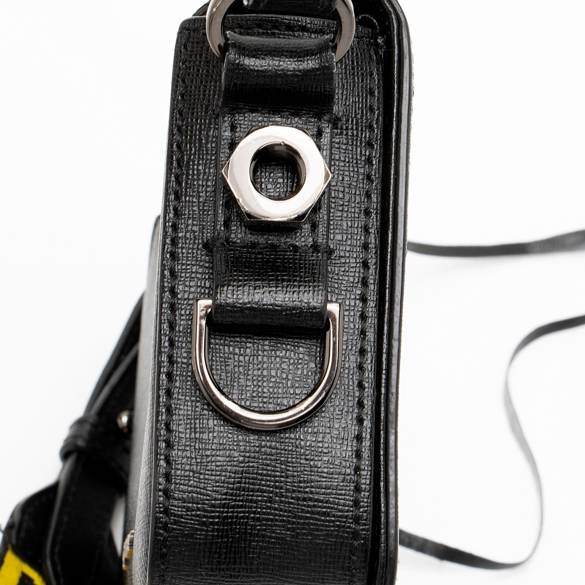 Off-White Leather Diag Mini Flap Bag (SHF-23487)