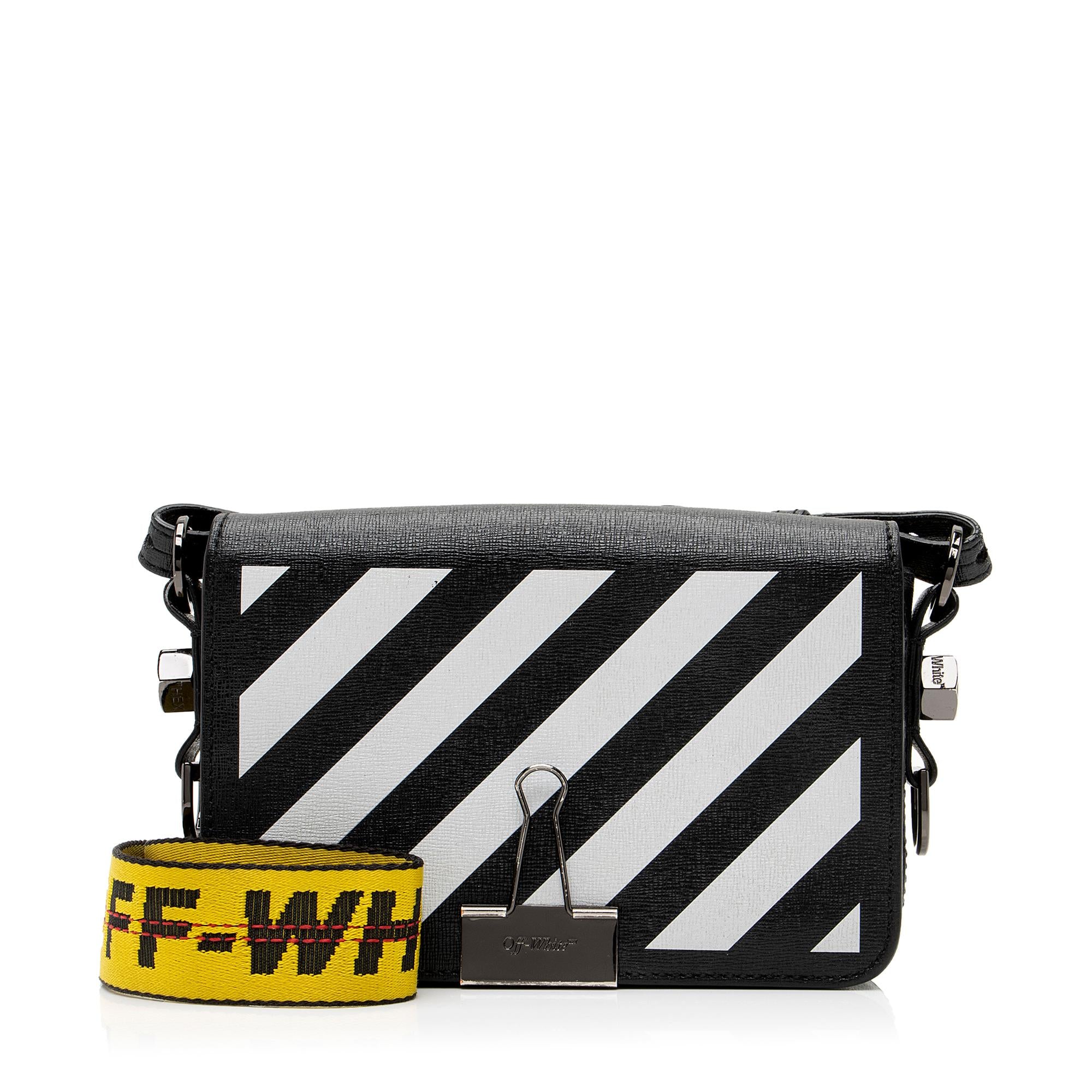 Off-White Leather Diag Mini Flap Bag (SHF-23487)