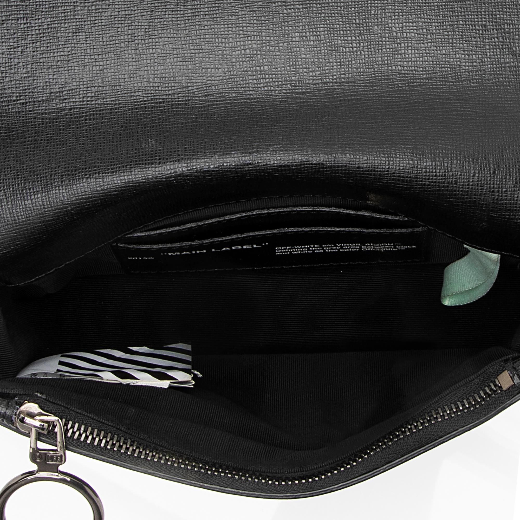 Off-White Leather Diag Mini Flap Bag (SHF-23487)