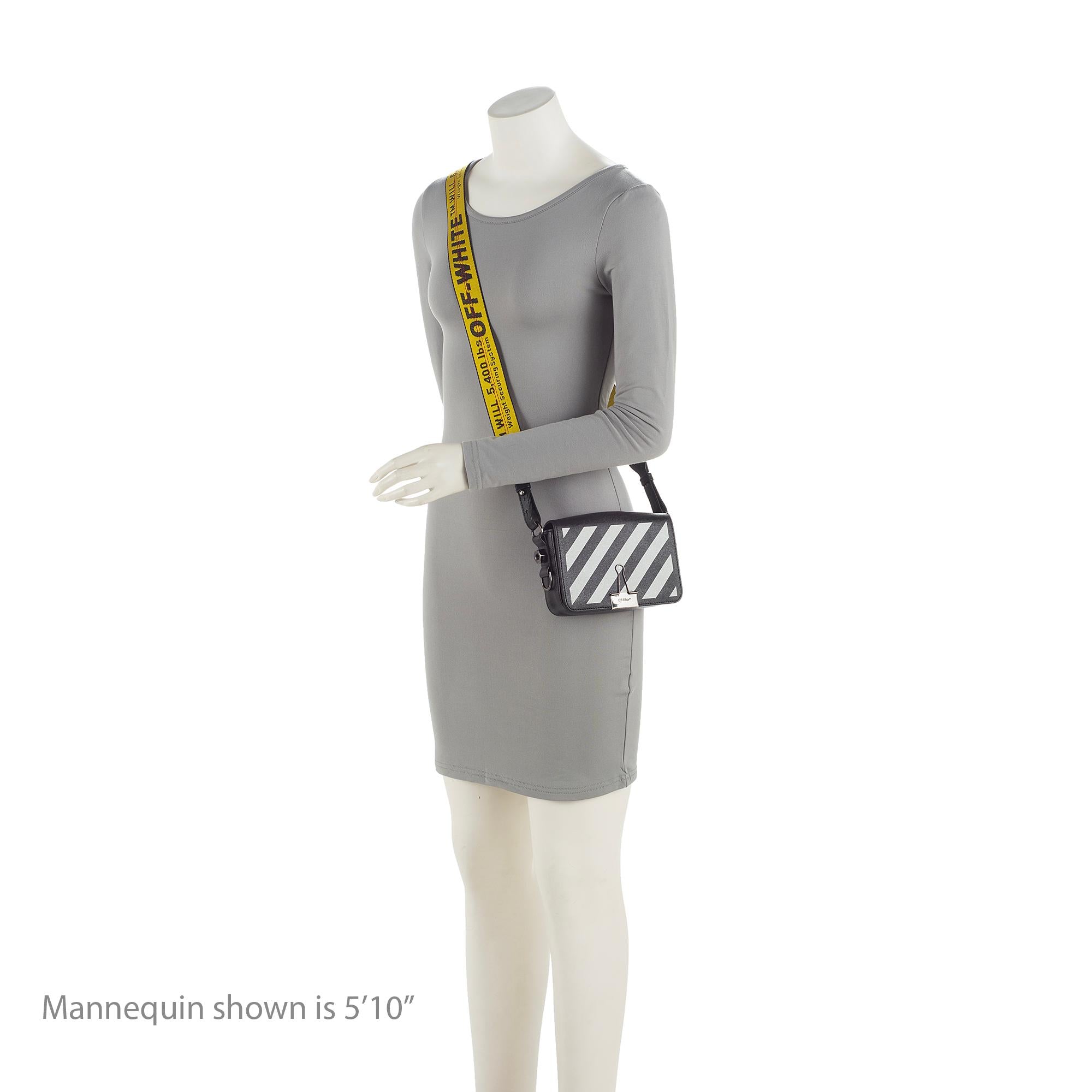 Off-White Leather Diag Mini Flap Bag (SHF-23487)