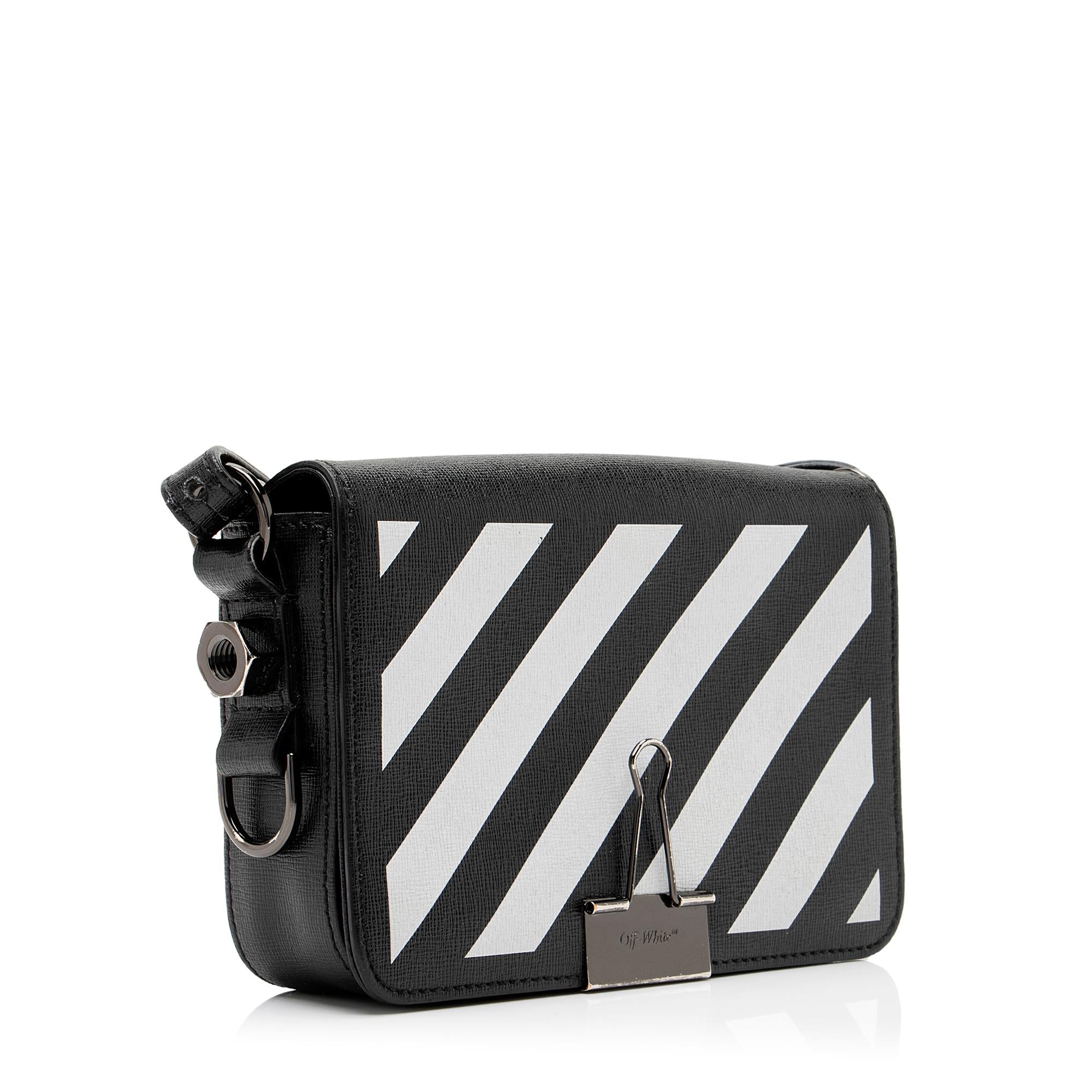 Off-White Leather Diag Mini Flap Bag (SHF-23487)