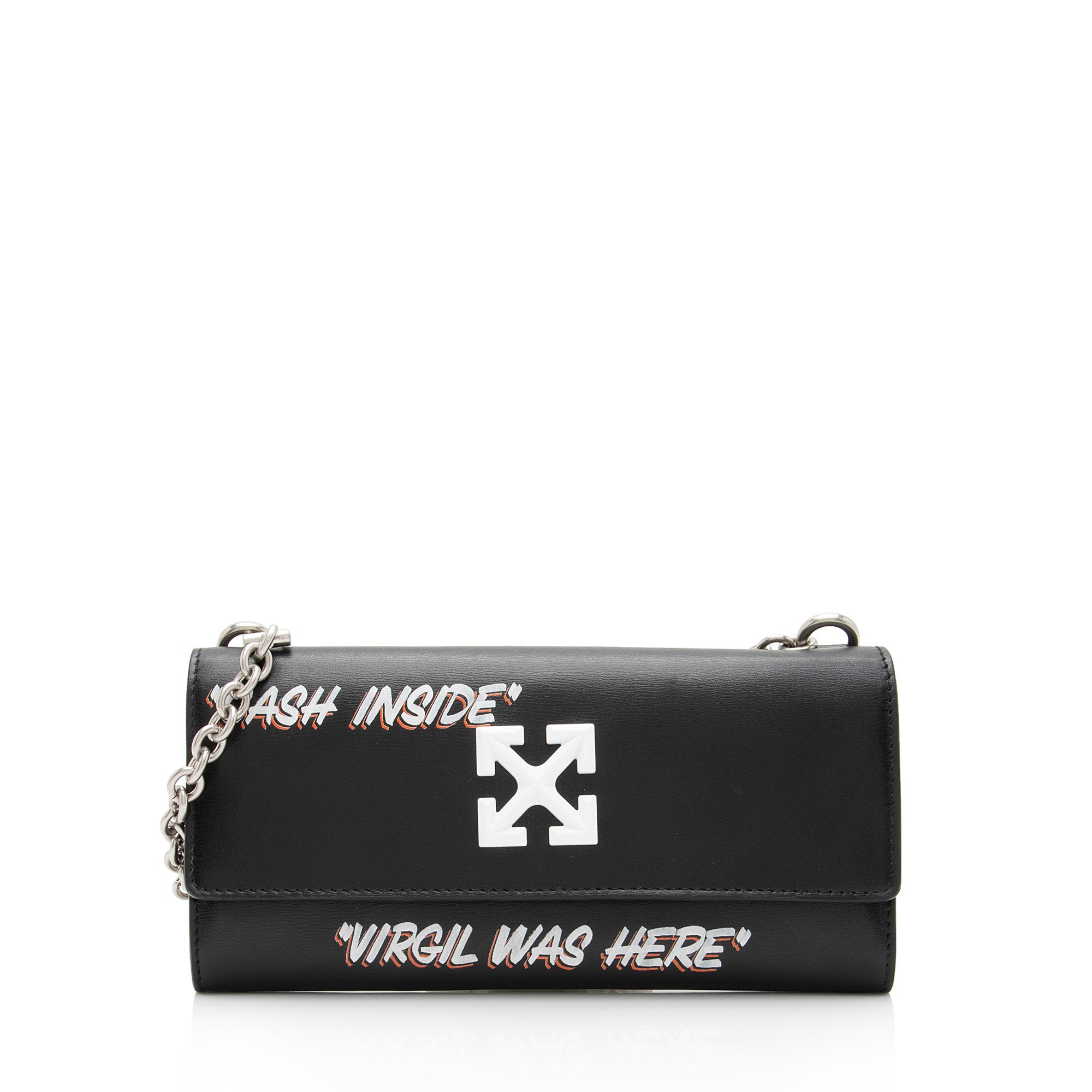 Off-White Leather Logo Jitney Wallet on Chain Bag (SHF-jyRj4w)