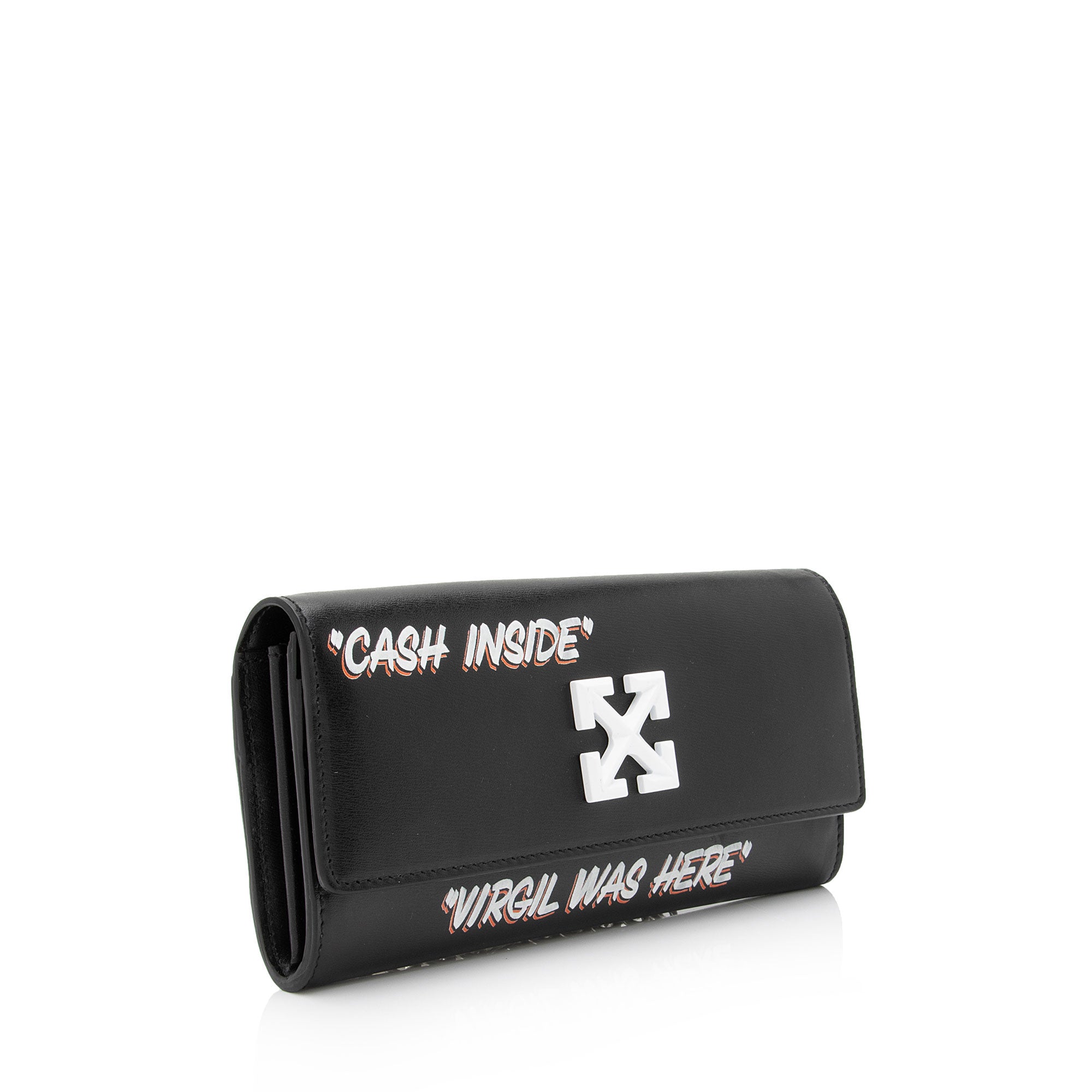 Off-White Leather Logo Jitney Wallet on Chain Bag (SHF-jyRj4w)