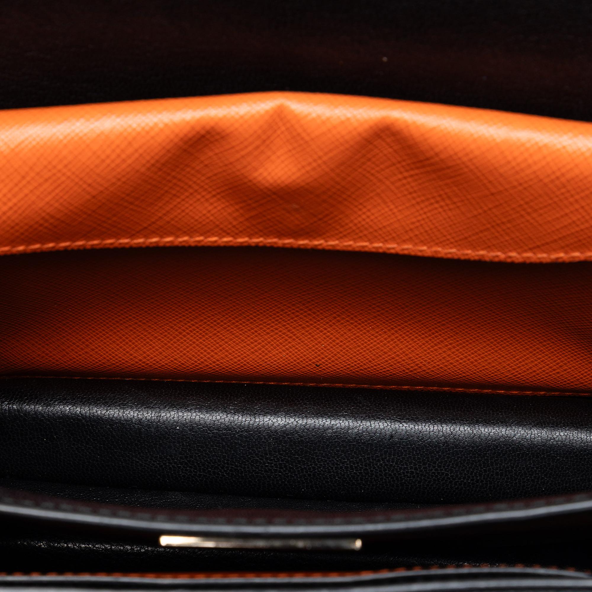 Prada Bicolor Saffiano Lux Sound Lock Satchel