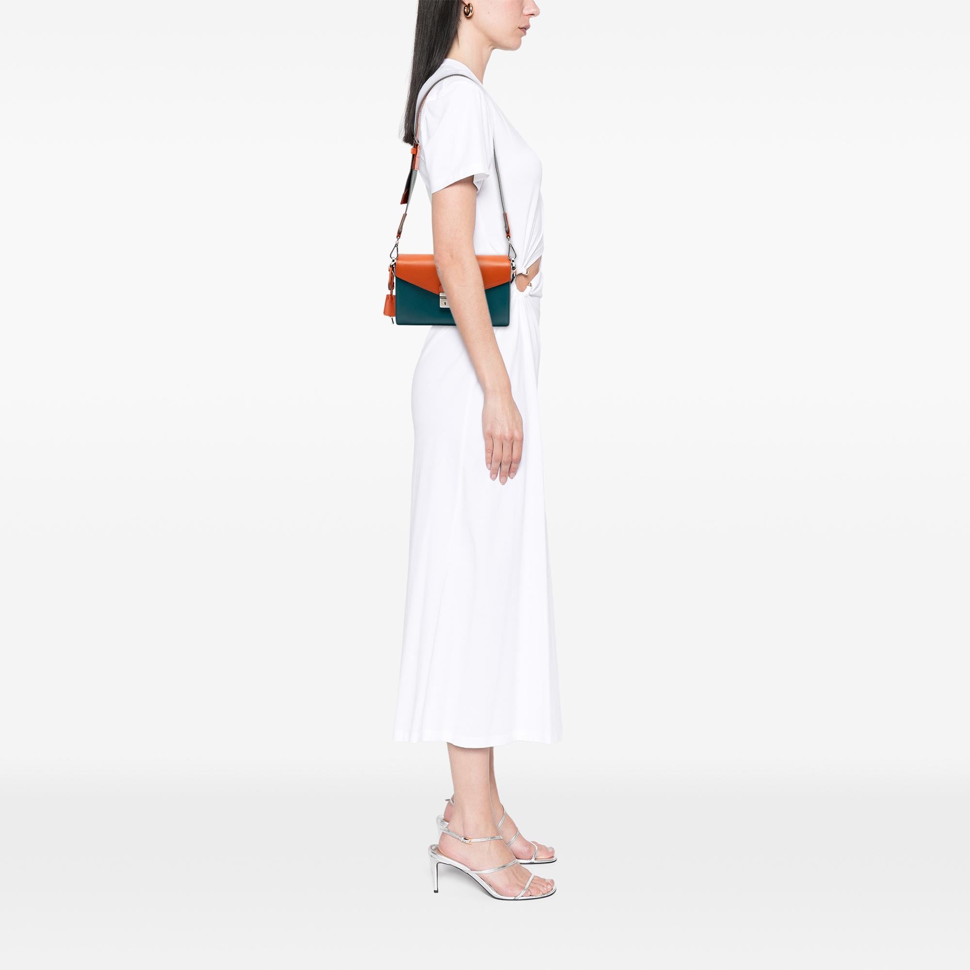 Prada Bicolor Saffiano Lux Sound Lock Satchel